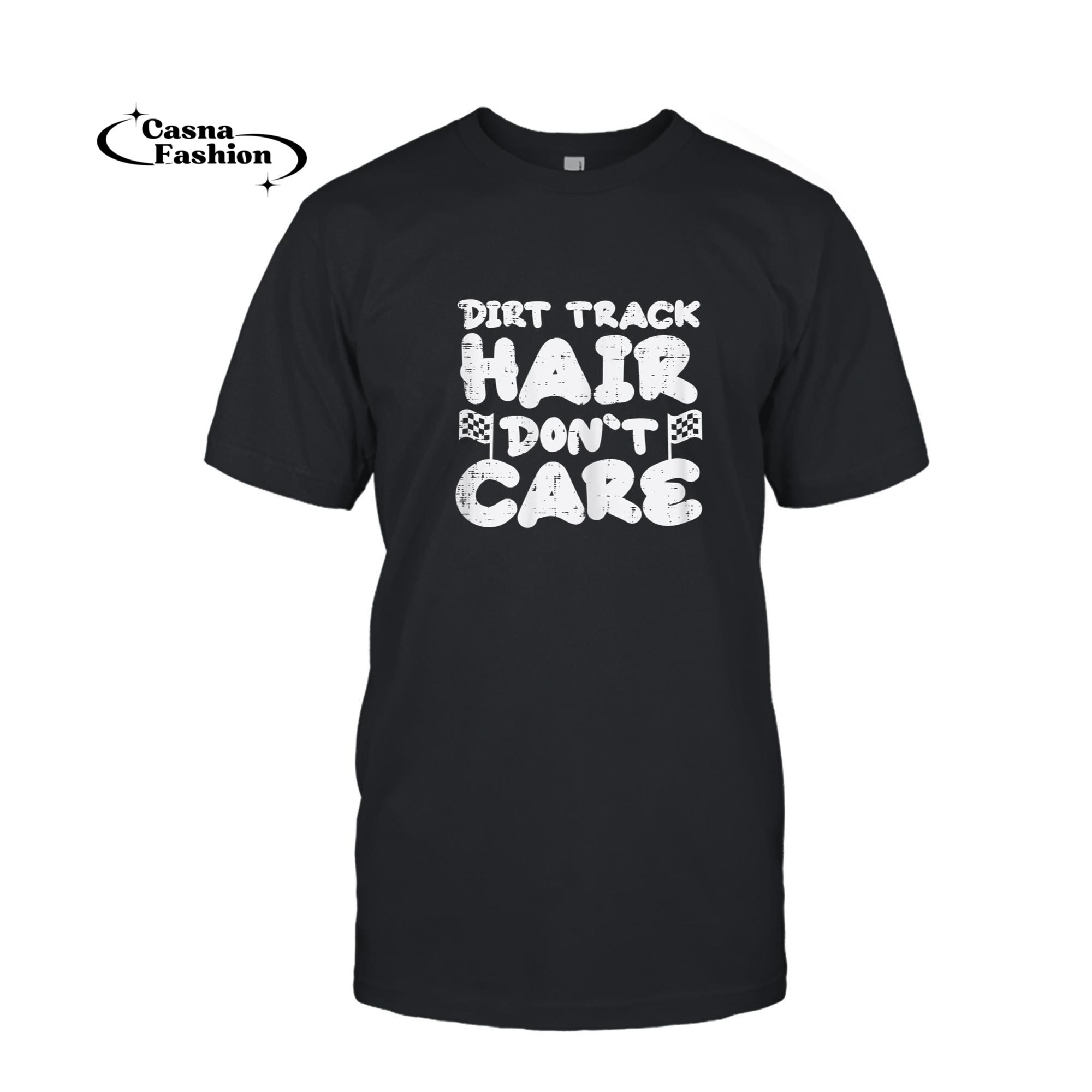 casnafashion_T-shirt_Dirt Bike Track Hair Dont Care Motocross Biker Girls Women T-Shirt_T-shirt_Black