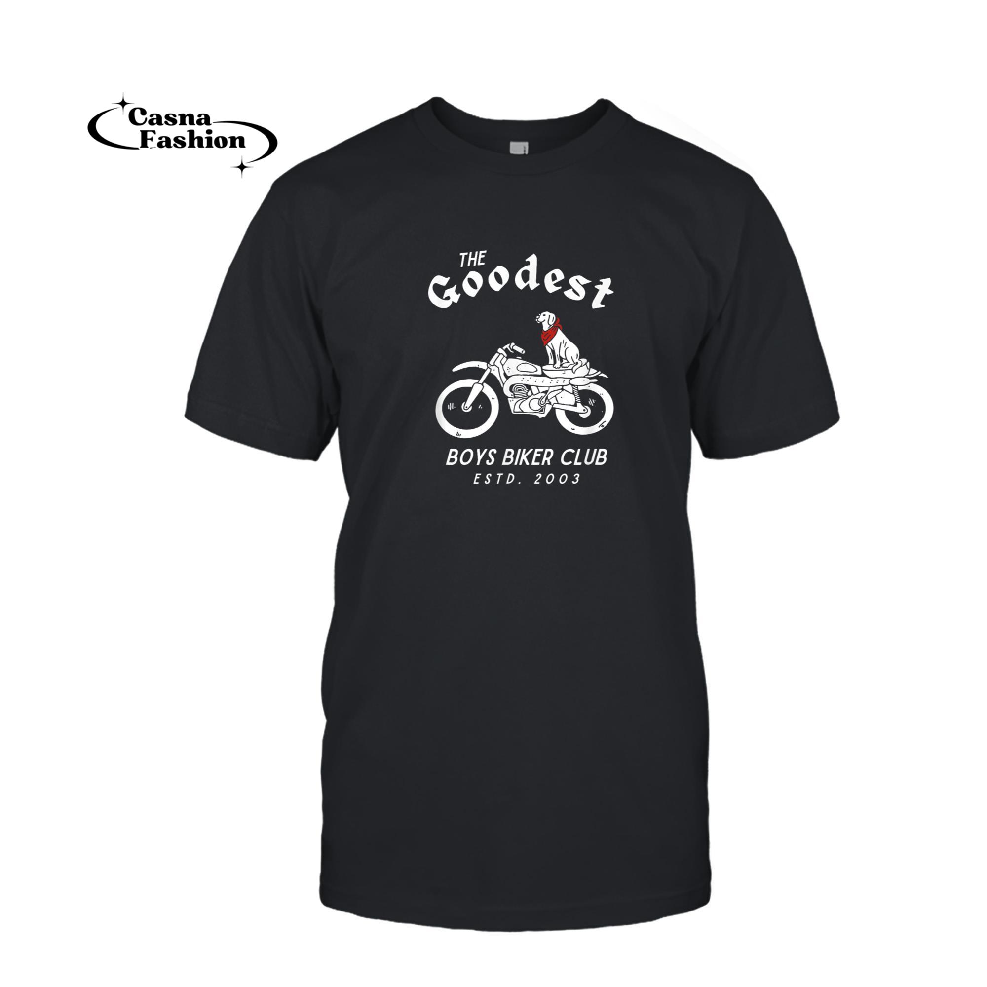 casnafashion_T-shirt_Dog Biker Motorcycle Club Puppy Western Grunge Retro Vintage T-Shirt_T-shirt_Black