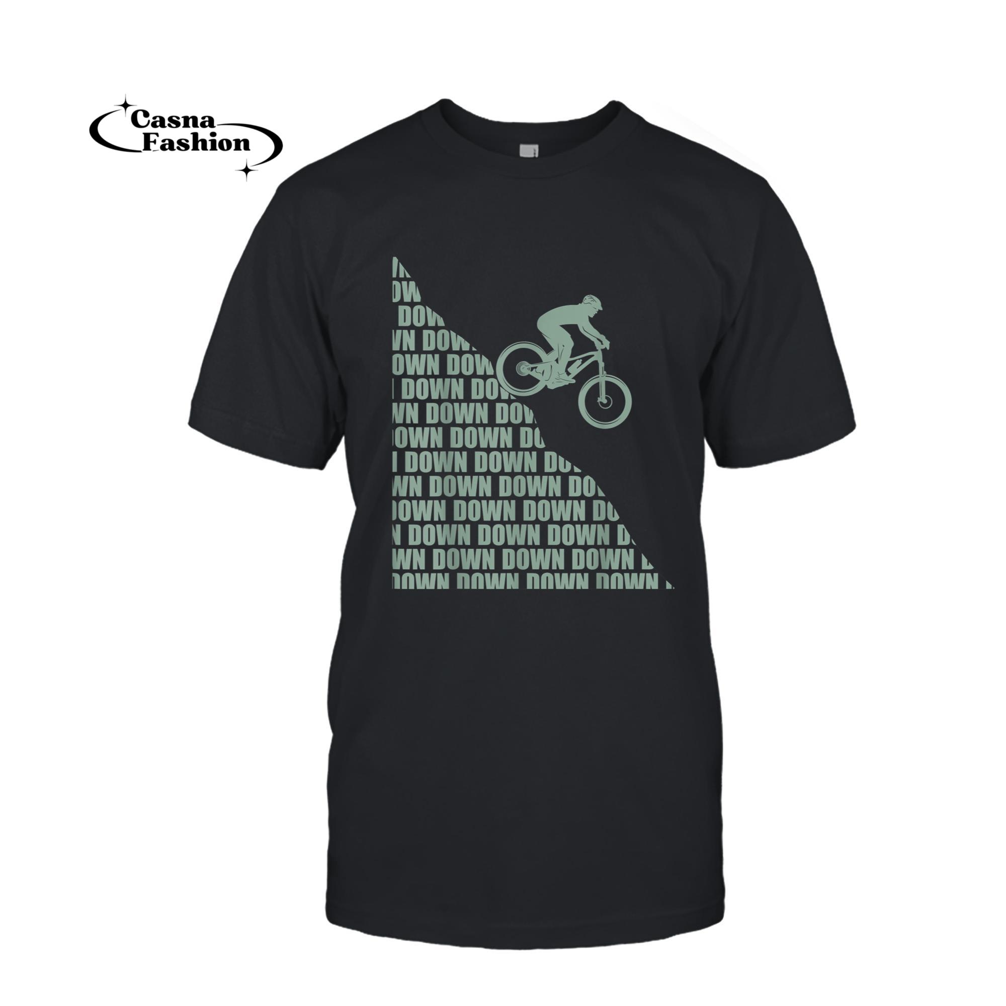 casnafashion_T-shirt_Down - Gift Bicycle MTB Mountain Biker Downhill T-Shirt_T-shirt_Black