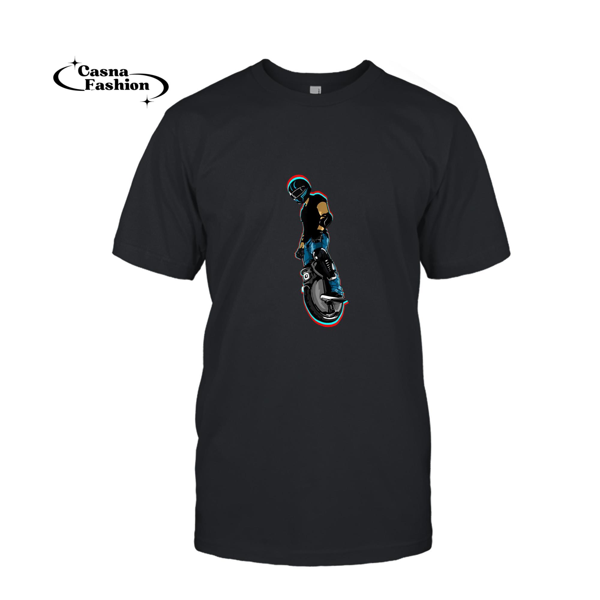 casnafashion_T-shirt_Electric Unicycle Biker T-Shirt_T-shirt_Black