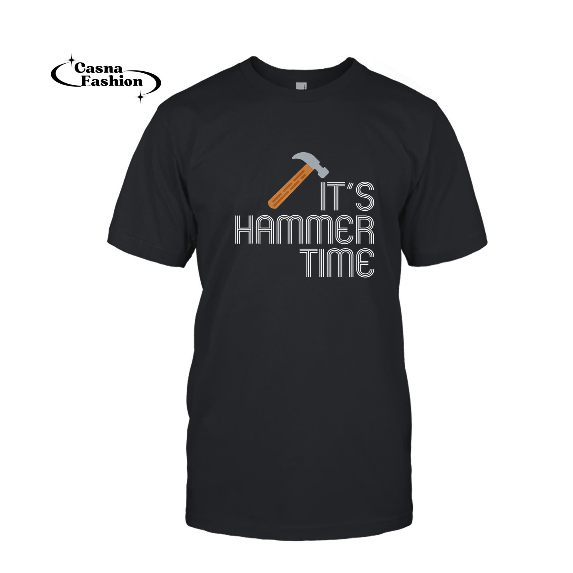 casnafashion_T-shirt_Funny Carpenter Humor T-Shirt - Pun It's Hammer Time Tools_T-shirt_Black