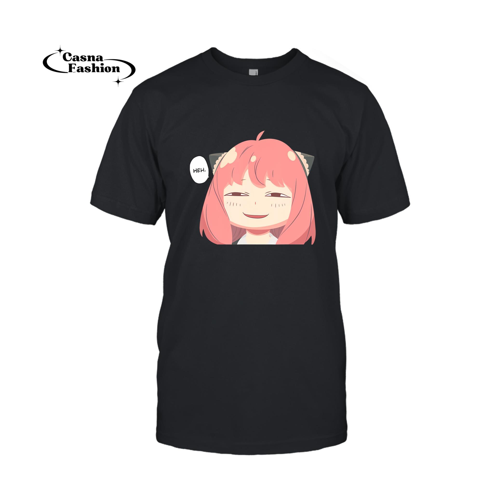 casnafashion_T-shirt_Funny Emotion Smile heh. A Cute Girl For Family Holidays Long Sleeve T-Shirt_T-shirt_Black