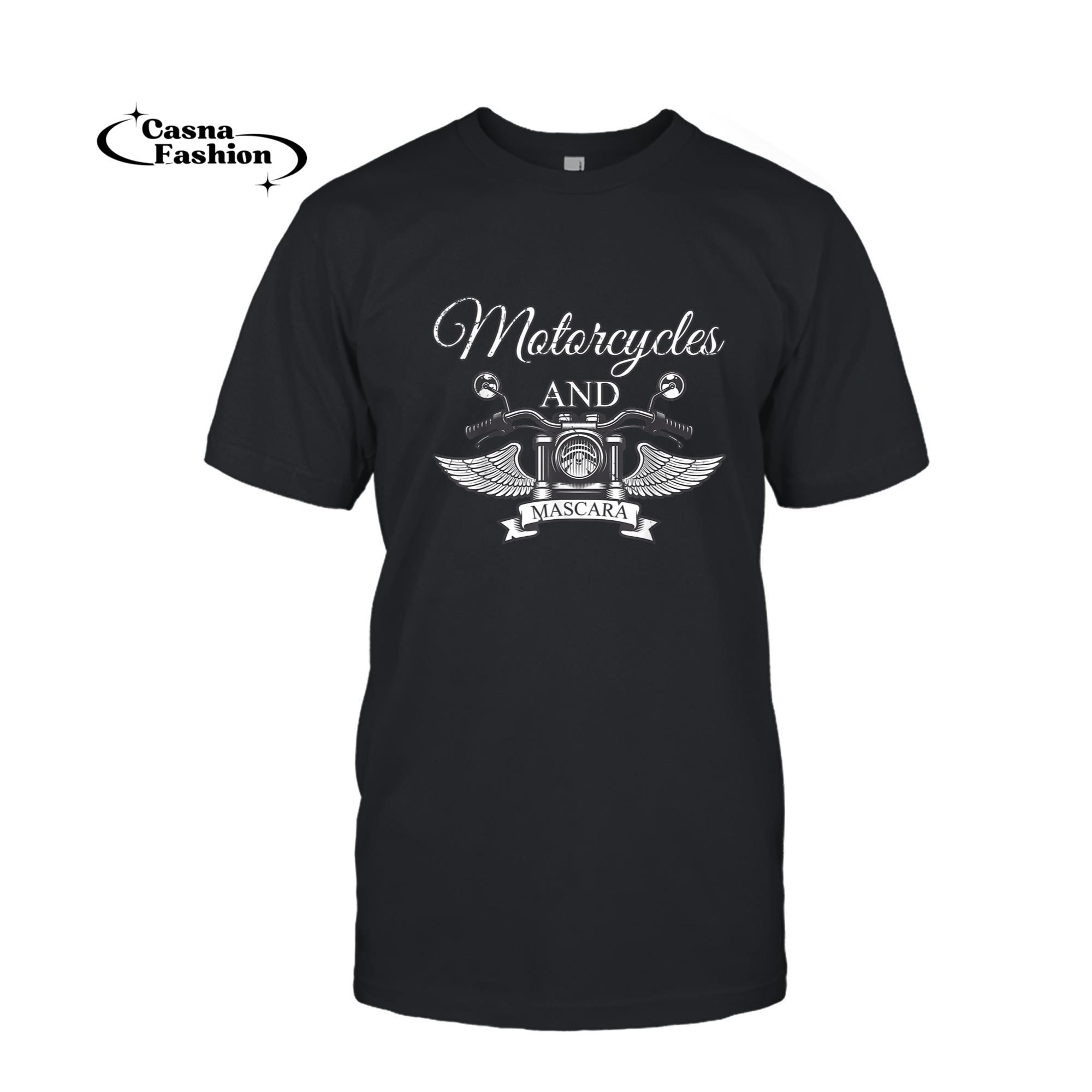 casnafashion_T-shirt_Funny Makeup Motorcycle Riding Women Gift Mascara Biker T-Shirt_T-shirt_Black