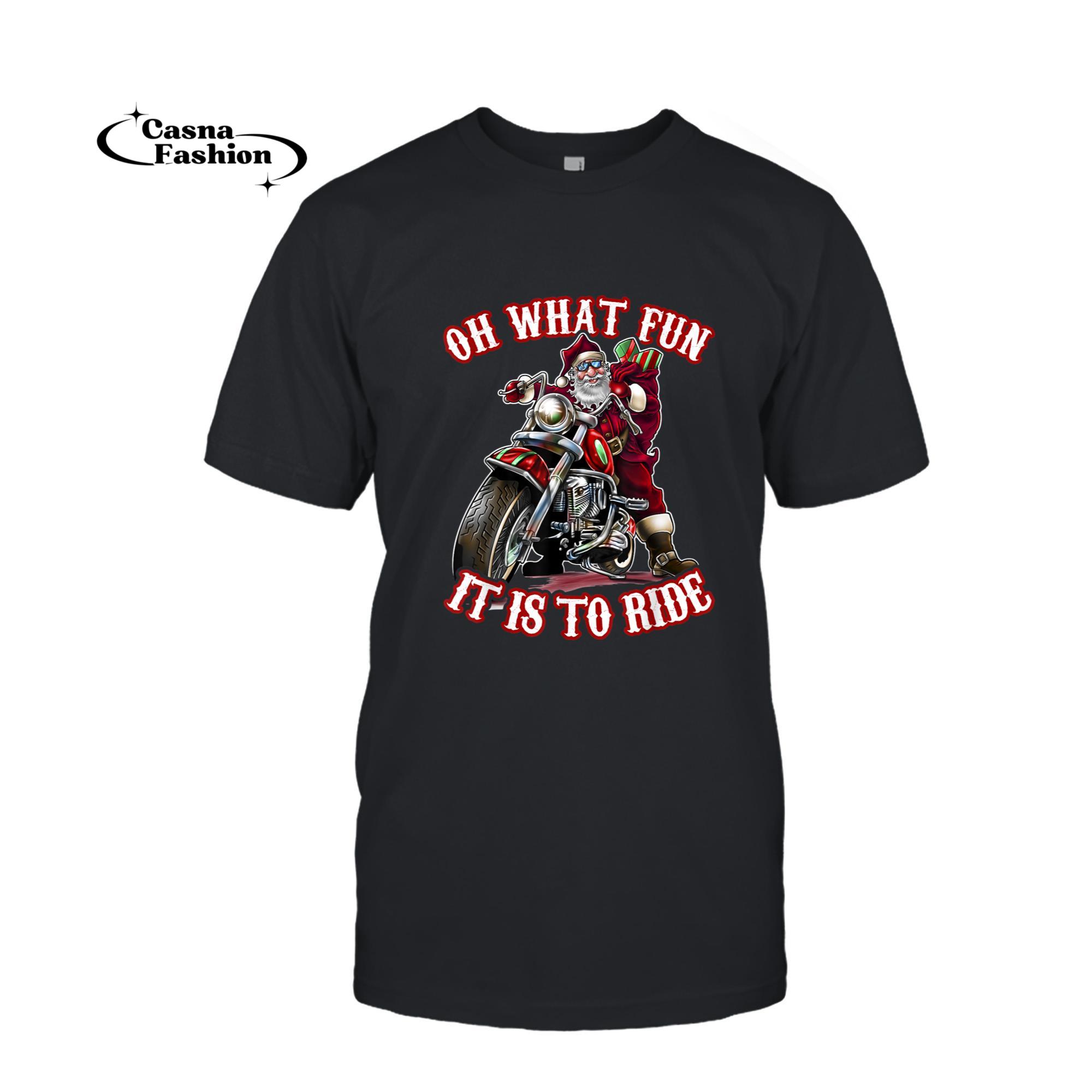 casnafashion_T-shirt_Funny Motorcycle Biker Grandpa Santa Rider Christmas Gift T-Shirt_T-shirt_Black