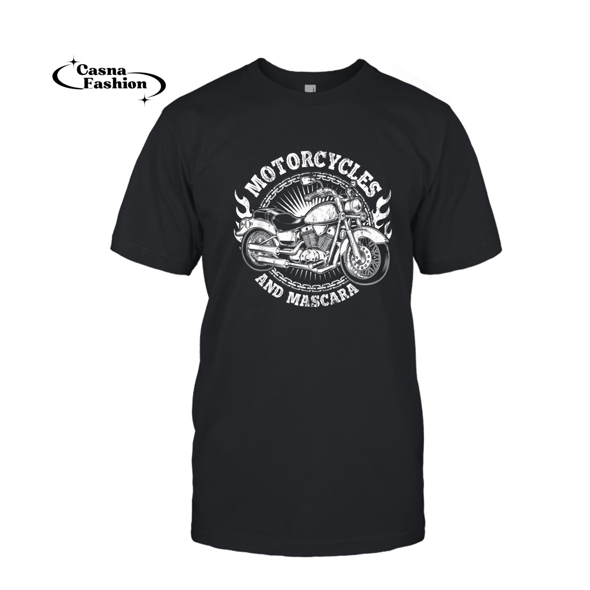 casnafashion_T-shirt_Funny Motorcycle Biker Women Girls Gift Makeup Mascara Biker T-Shirt_T-shirt_Black