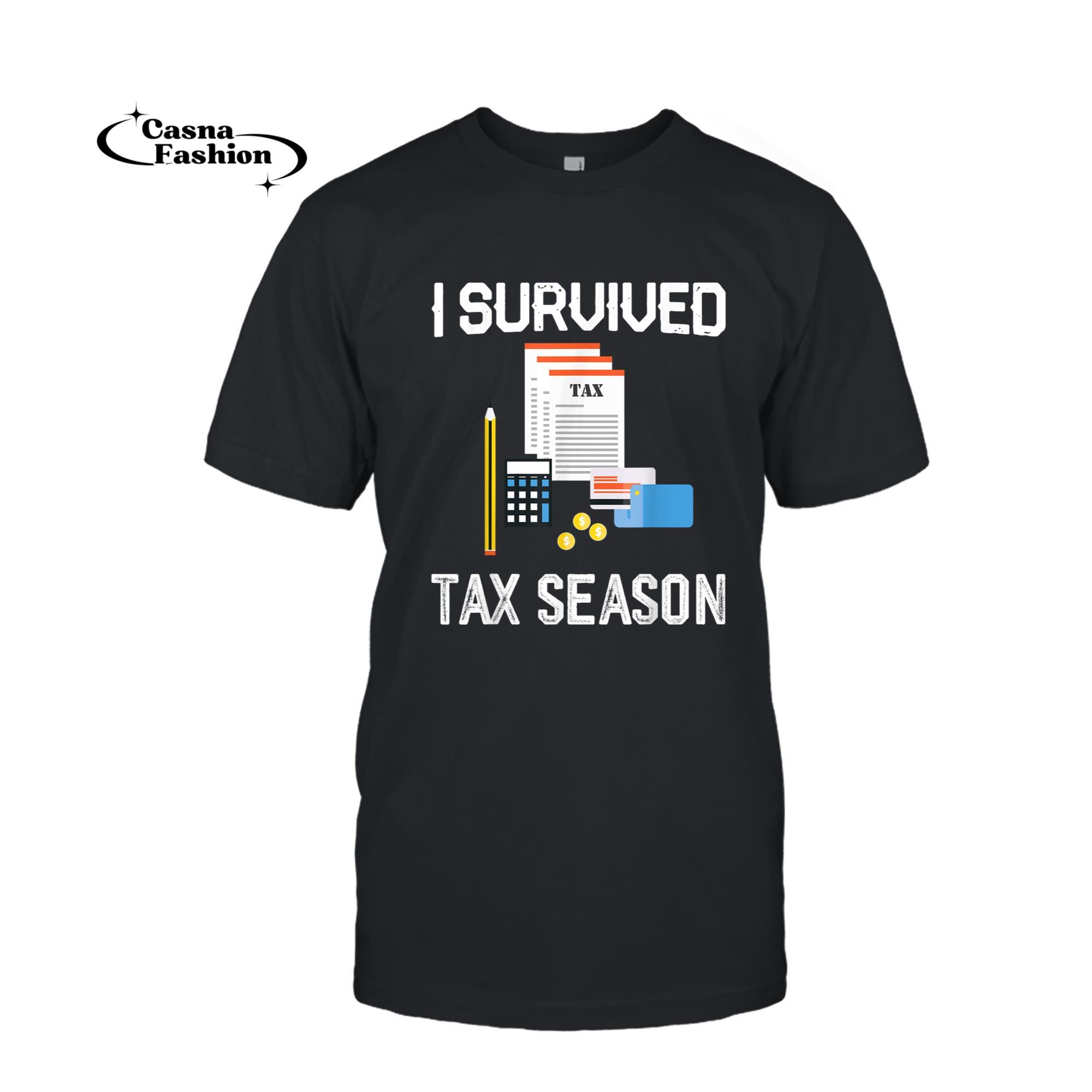 casnafashion_T-shirt_Funny Tax Season Calendar I Survived Tax Season Meme T-Shirt_T-shirt_Black