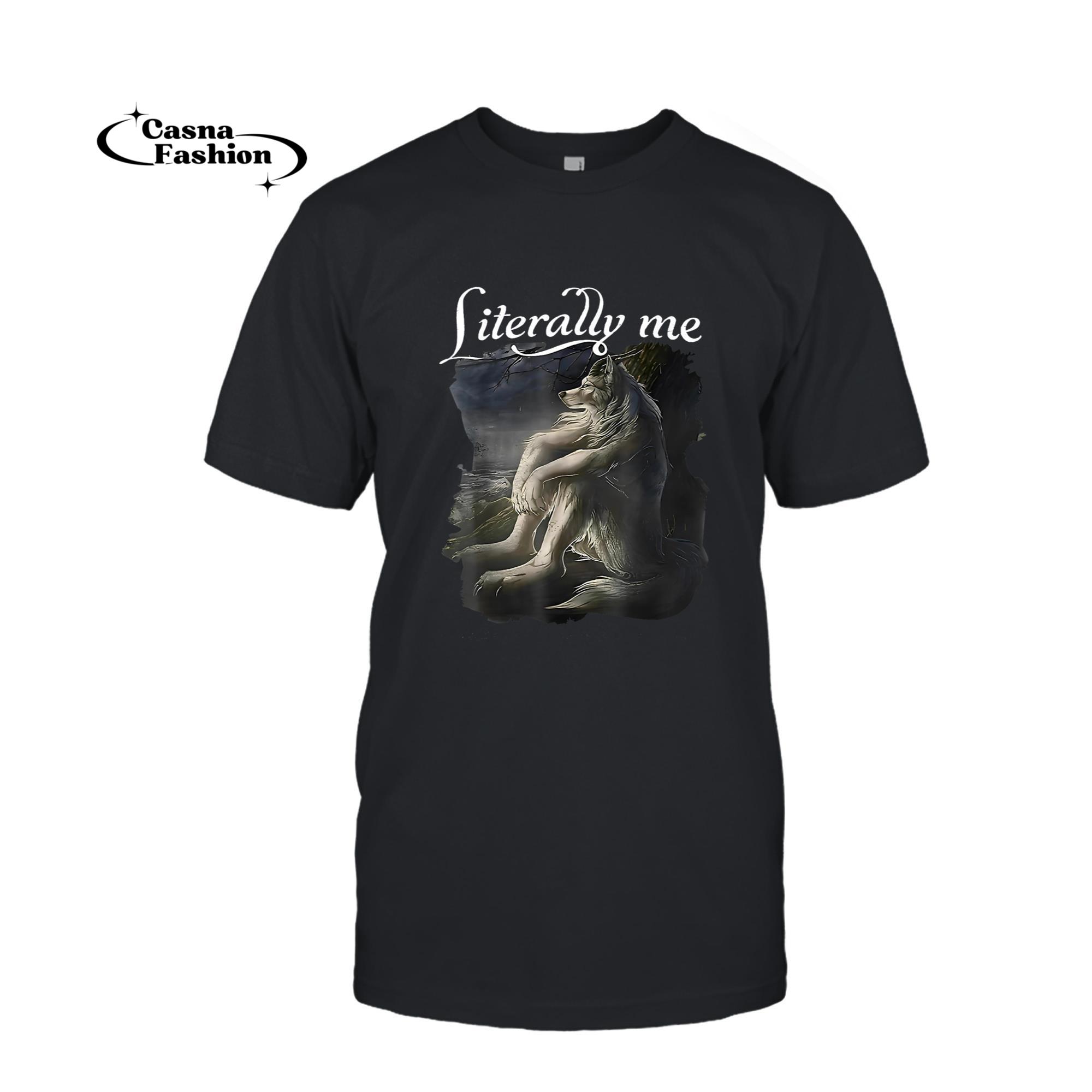 casnafashion_T-shirt_Funny Wolf Literally Me Vintage Mental Health Awareness Meme T-Shirt_T-shirt_Black