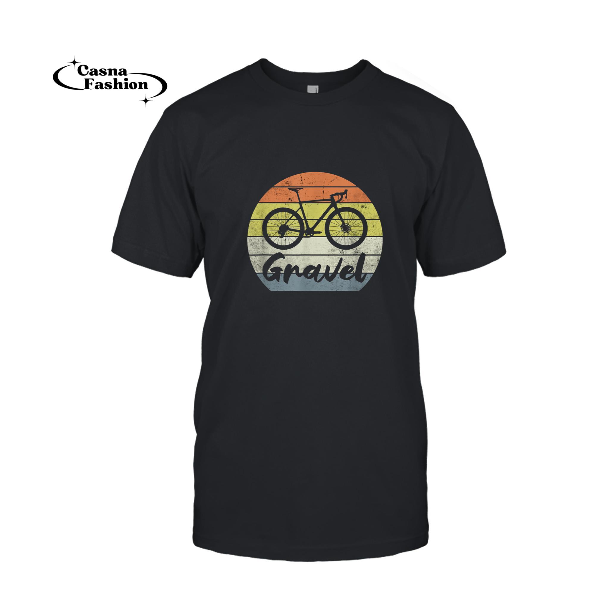 casnafashion_T-shirt_GRAVEL BIKE cyclocross biker racing cyclist bike vintage T-Shirt_T-shirt_Black