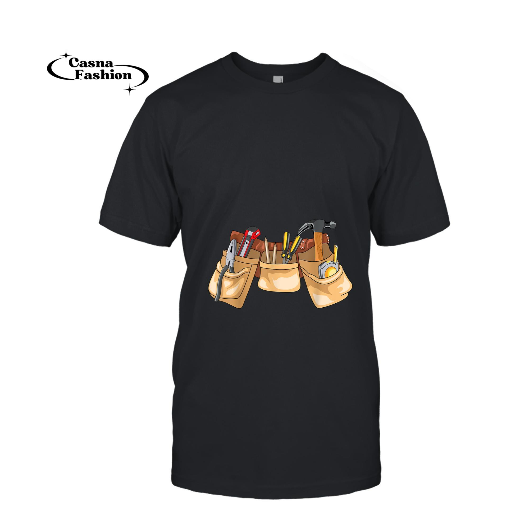 casnafashion_T-shirt_Halloween Kids Carpenter Costume Toolbelt Handyman T-Shirt_T-shirt_Black