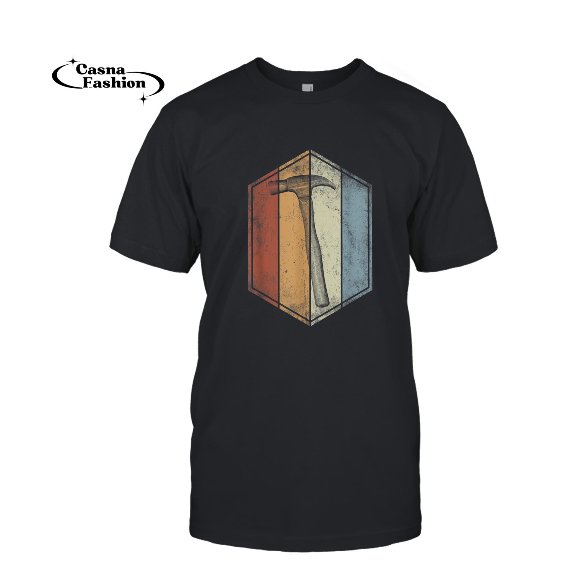 casnafashion_T-shirt_Hammer Retro Vintage Style Carpenter T-Shirt_T-shirt_Black