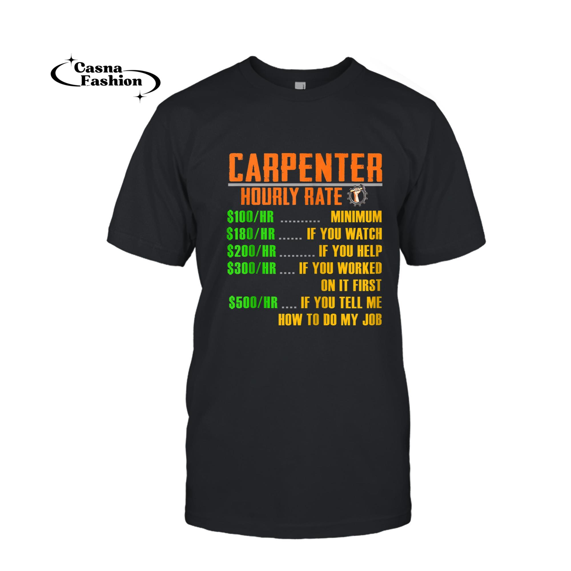 casnafashion_T-shirt_Hourly Rate Shirt Funny Carpenter Shirts Gift HOURLY RATE Zip Hoodie_T-shirt_Black
