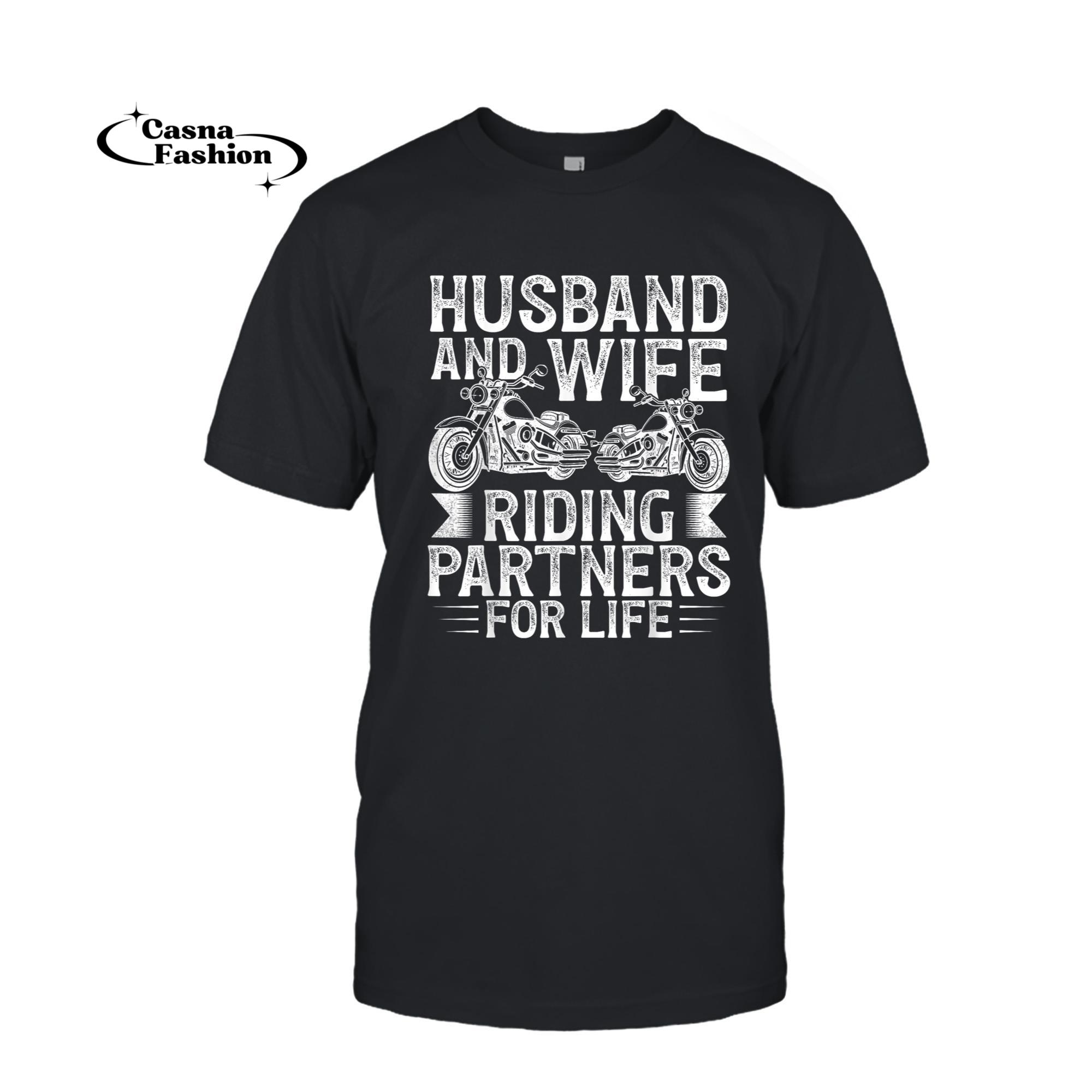 casnafashion_T-shirt_Husband And Wife Riding Partner For Life Motorcycle Biker T-Shirt_T-shirt_Black