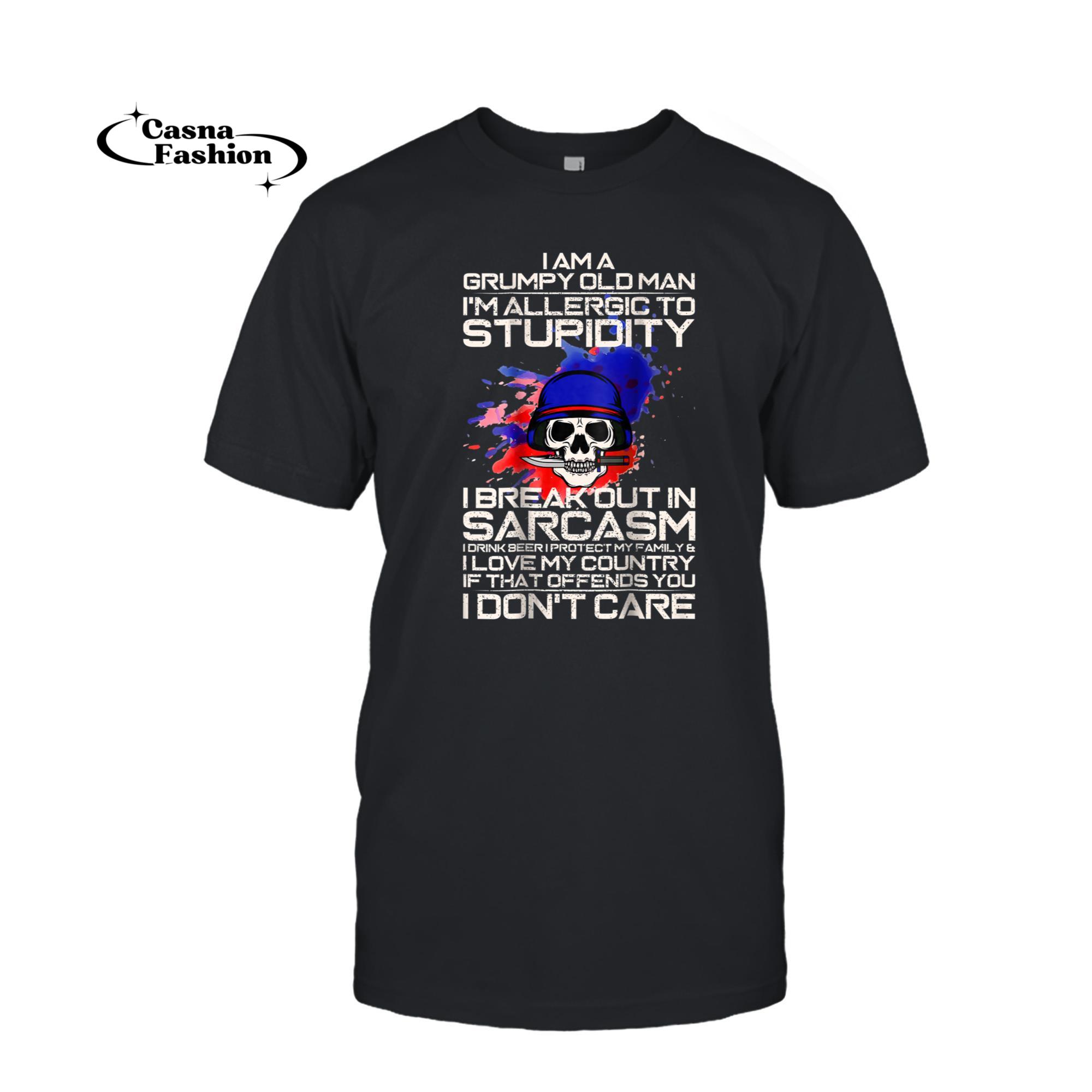 casnafashion_T-shirt_I Am A Grumpy Old Man I'm Allergic To Stupidity, Etc T-Shirt_T-shirt_Black