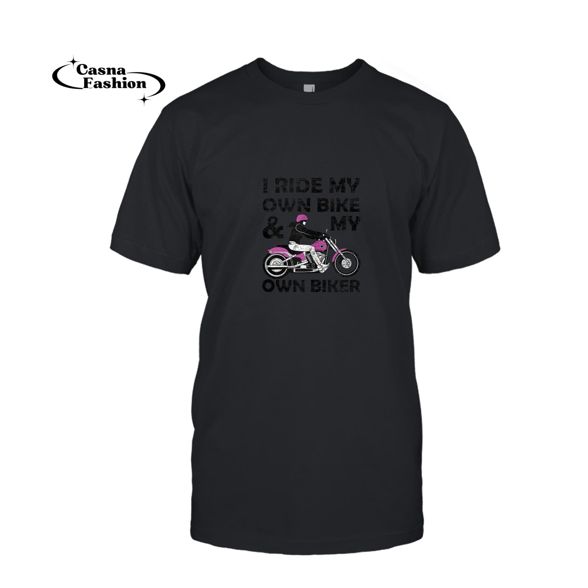 casnafashion_T-shirt_I ride my own bike and biker _ Biker Girl _ Biker Motorcycle Tank Top_T-shirt_Black