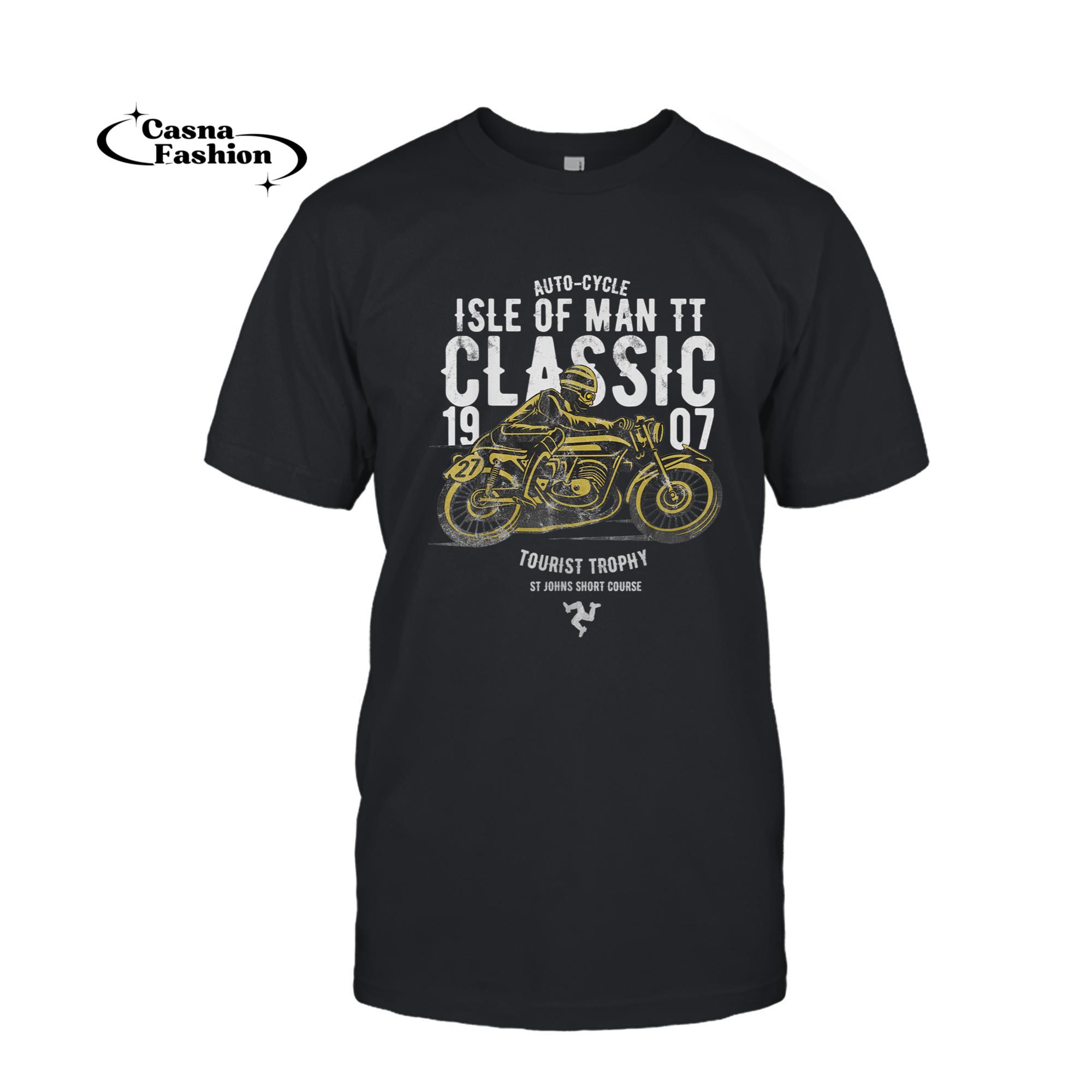 casnafashion_T-shirt_Isle Of Man TT Races Manx Classic Biker Grand Prix Racing T-Shirt_T-shirt_Black