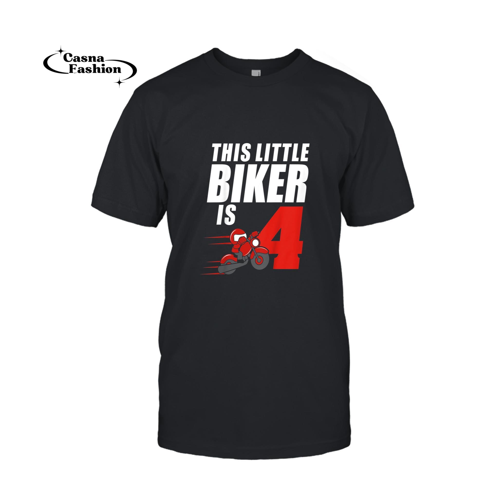 casnafashion_T-shirt_Kids 4th Birthday Boys Motorcycle T-Shirt Biker 4 Year Old_T-shirt_Black