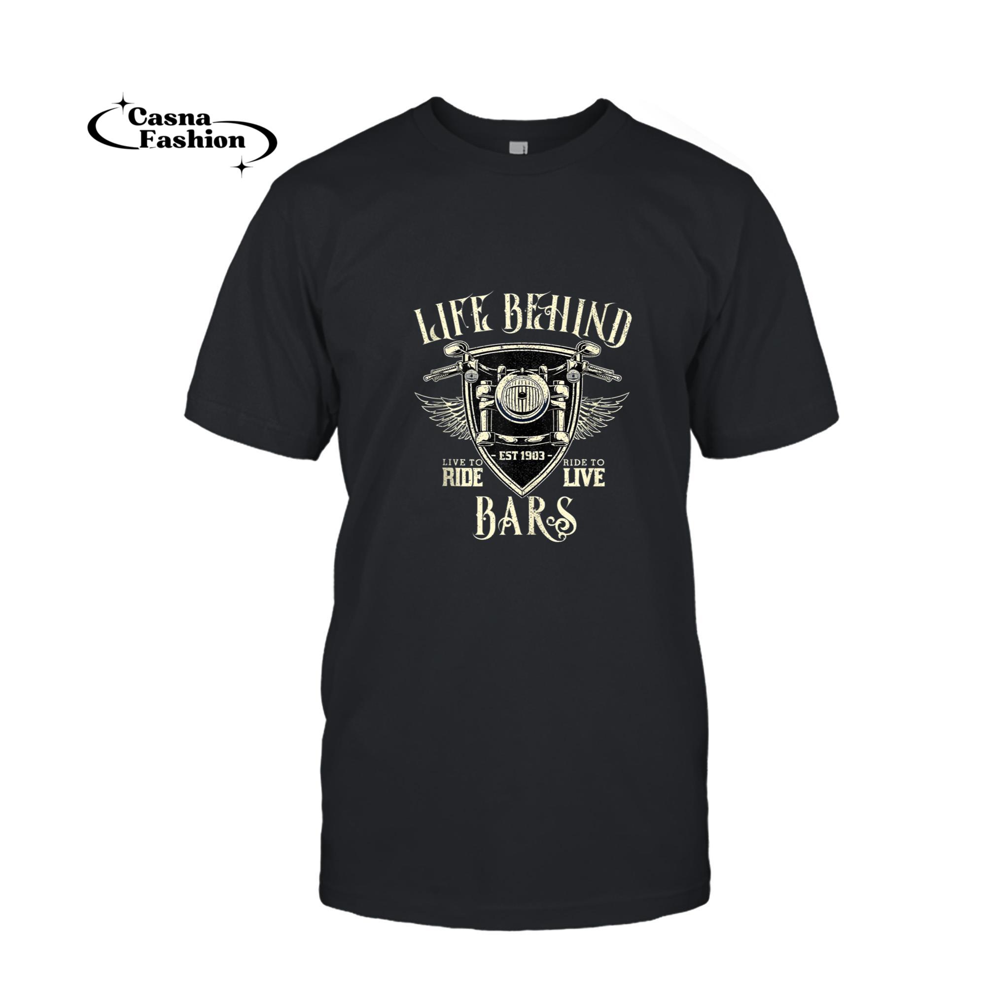 casnafashion_T-shirt_Life Behind Bars Motorcycle Rider Vintage Chopper Biker Gift Tank Top_T-shirt_Black