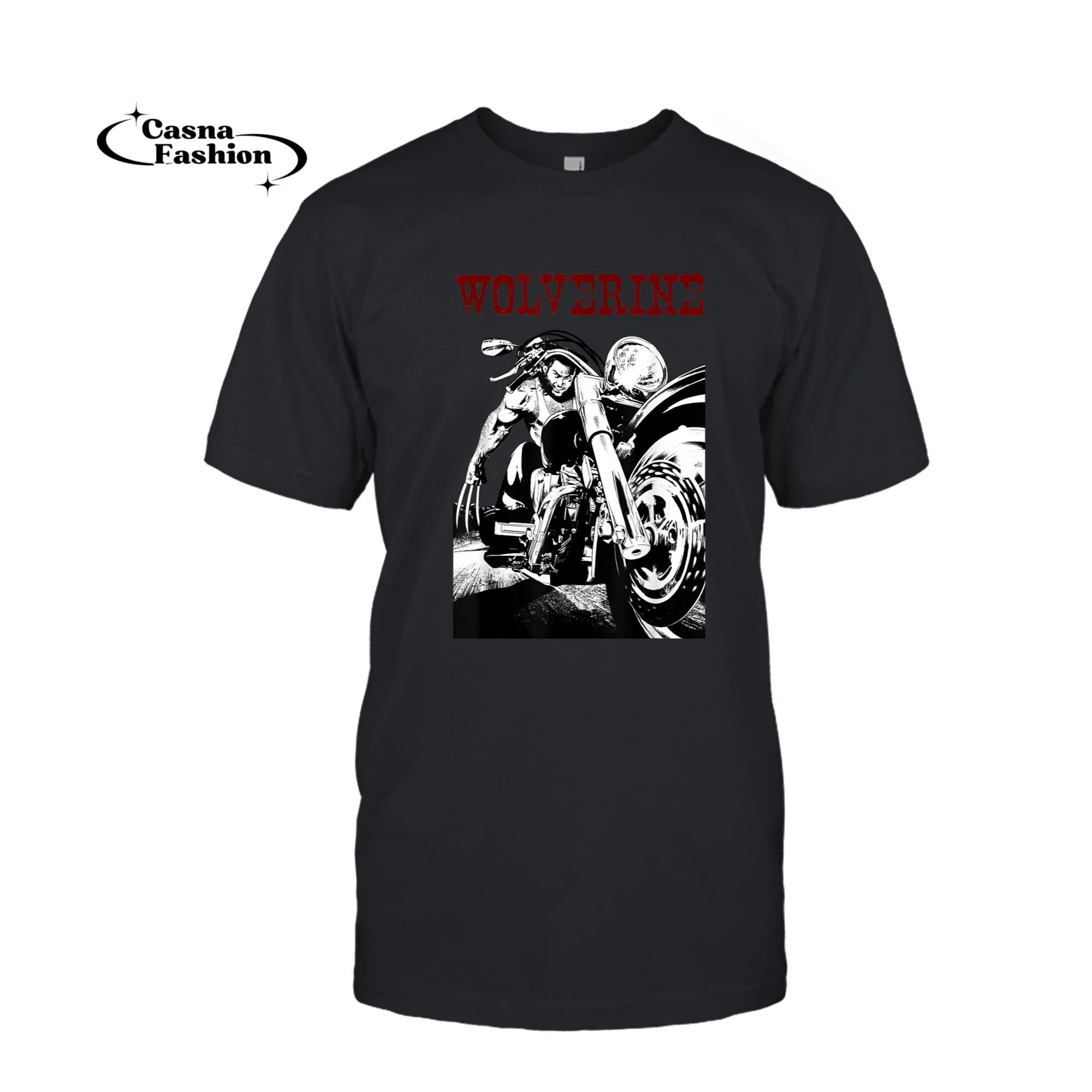 casnafashion_T-shirt_Marvel X-Men Wolverine Young Biker Logan Motorcycle T-Shirt_T-shirt_Black