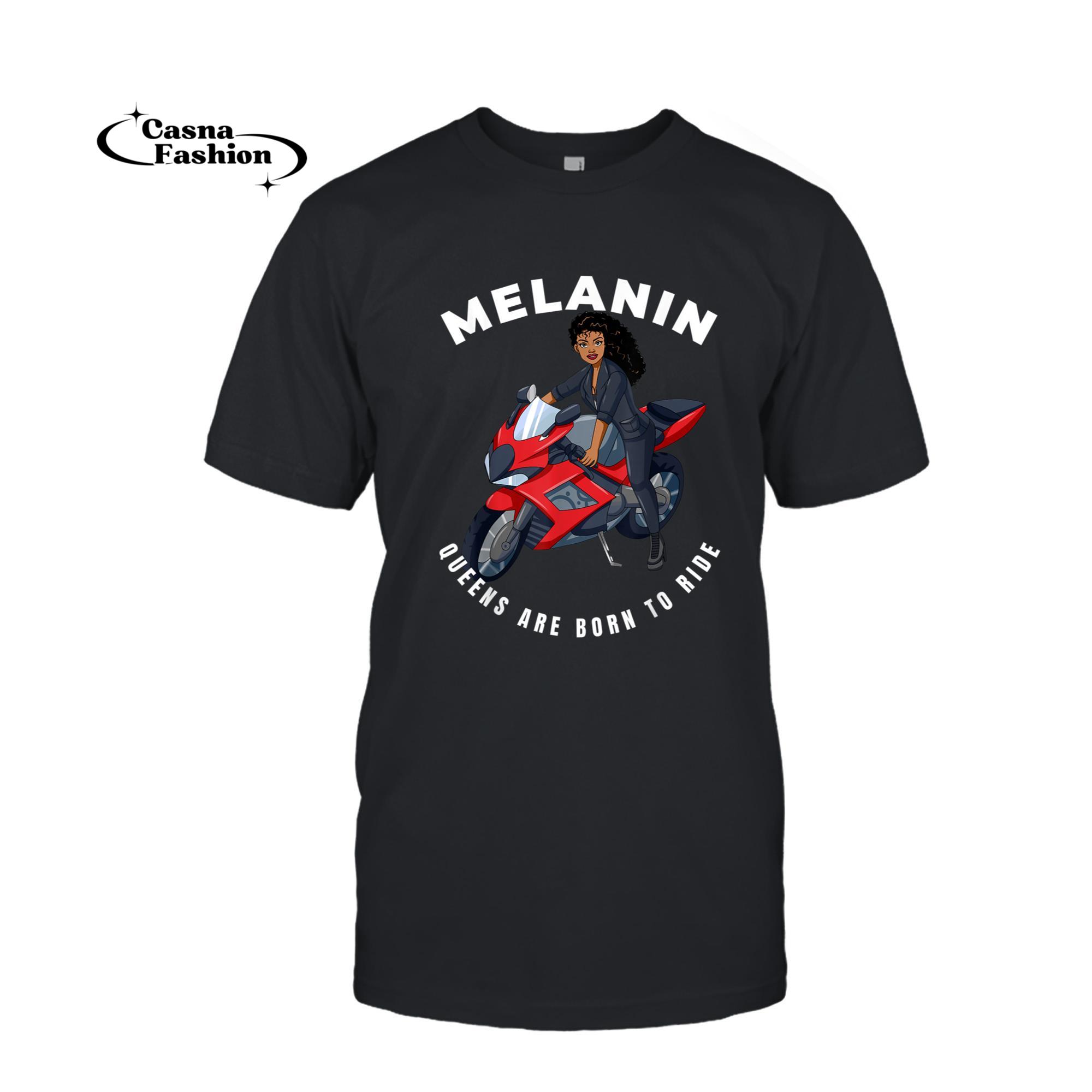 casnafashion_T-shirt_Melanin Bike Rider Black Queen Women Motorcycle Biker Riding T-Shirt_T-shirt_Black