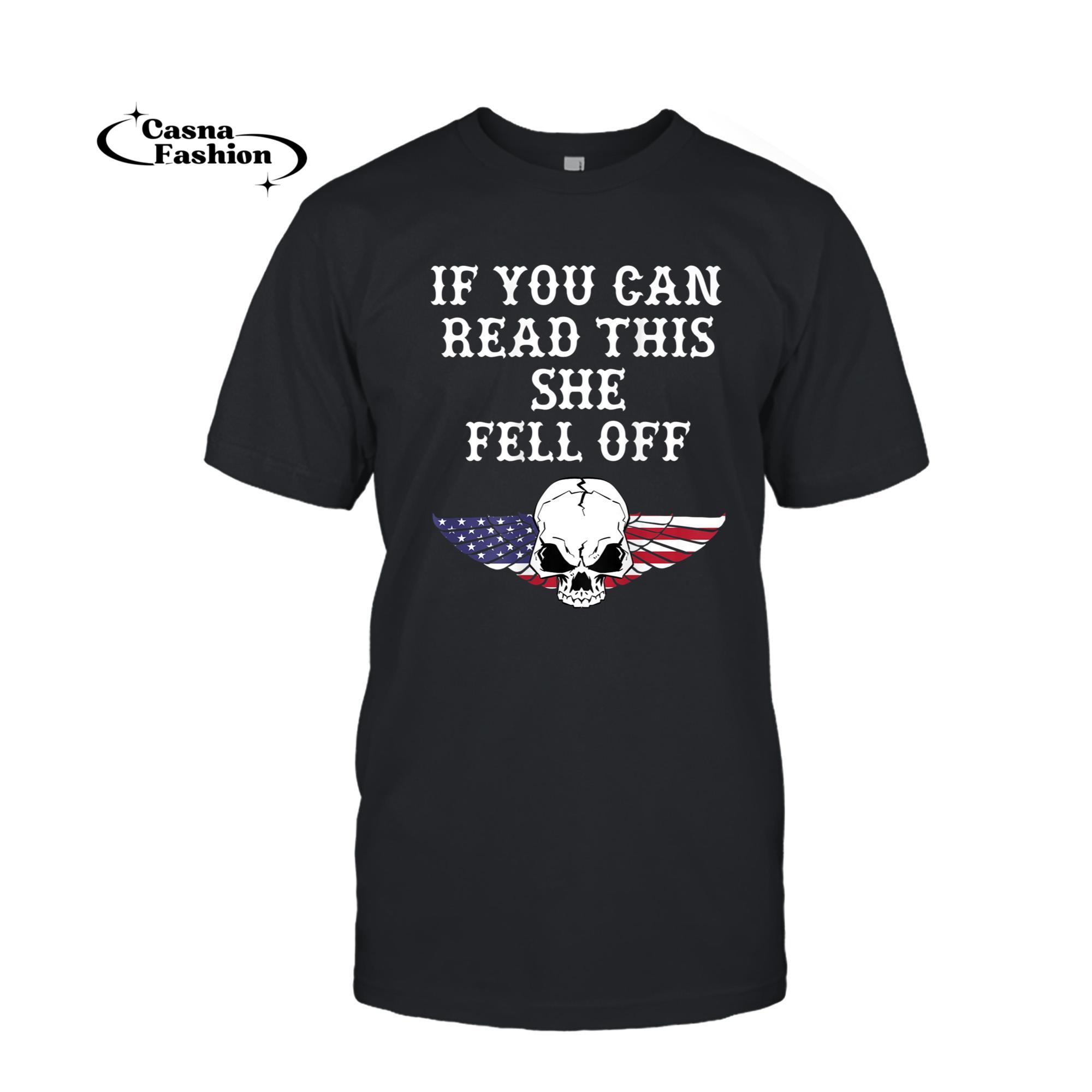 casnafashion_T-shirt_Mens If You Can Read This She Fell Off Tshirt - on back_T-shirt_Black