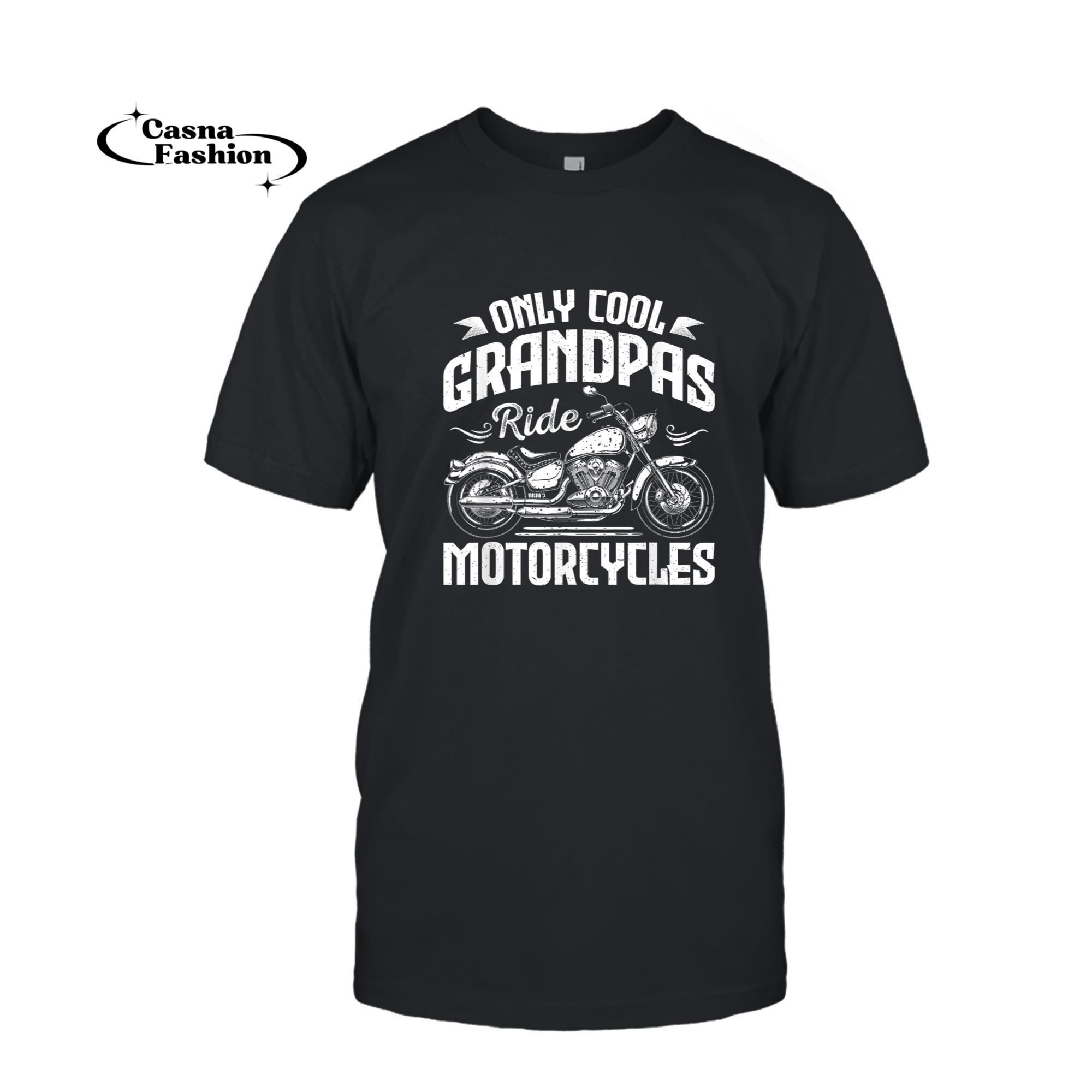 casnafashion_T-shirt_Mens Only Cool Grandpas Ride Motorcycles - Funny Biker Grandpa T-Shirt_T-shirt_Black