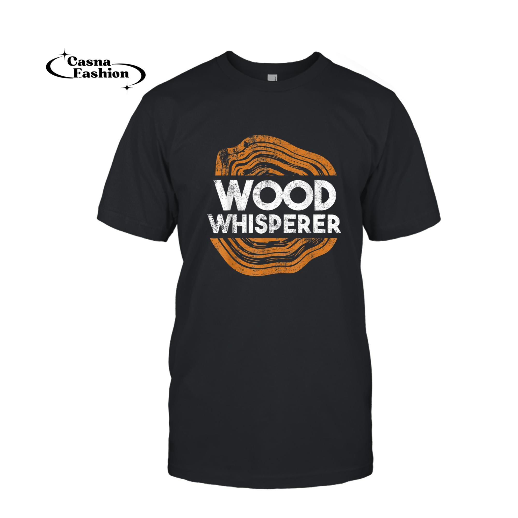 casnafashion_T-shirt_Mens Wood Whisperer Wood Stump Cool Woodworker Carpenter Gift T-Shirt_T-shirt_Black