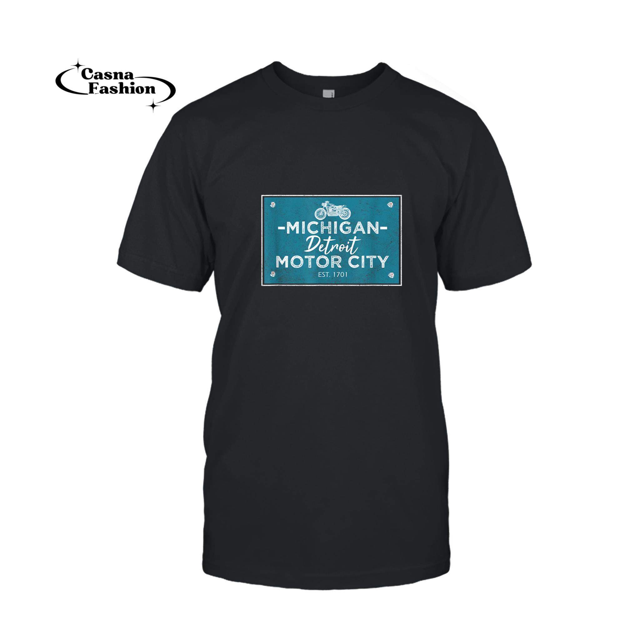 casnafashion_T-shirt_Michigan Biker T-Shirt For Detroit Motorcycle Lovers_T-shirt_Black