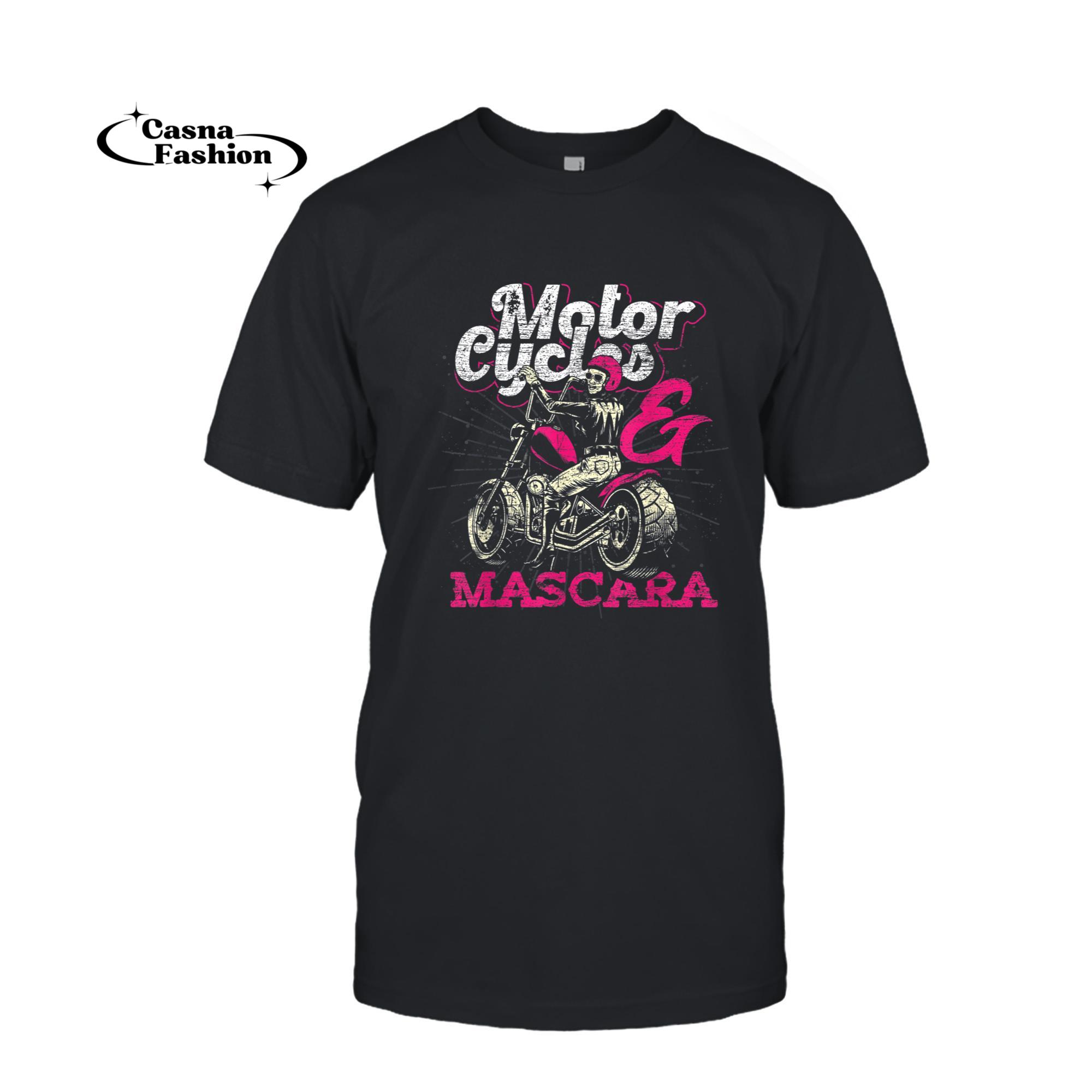 casnafashion_T-shirt_Moto Rider Women Girls Gift Motorcycles And Mascara Biker T-Shirt_T-shirt_Black