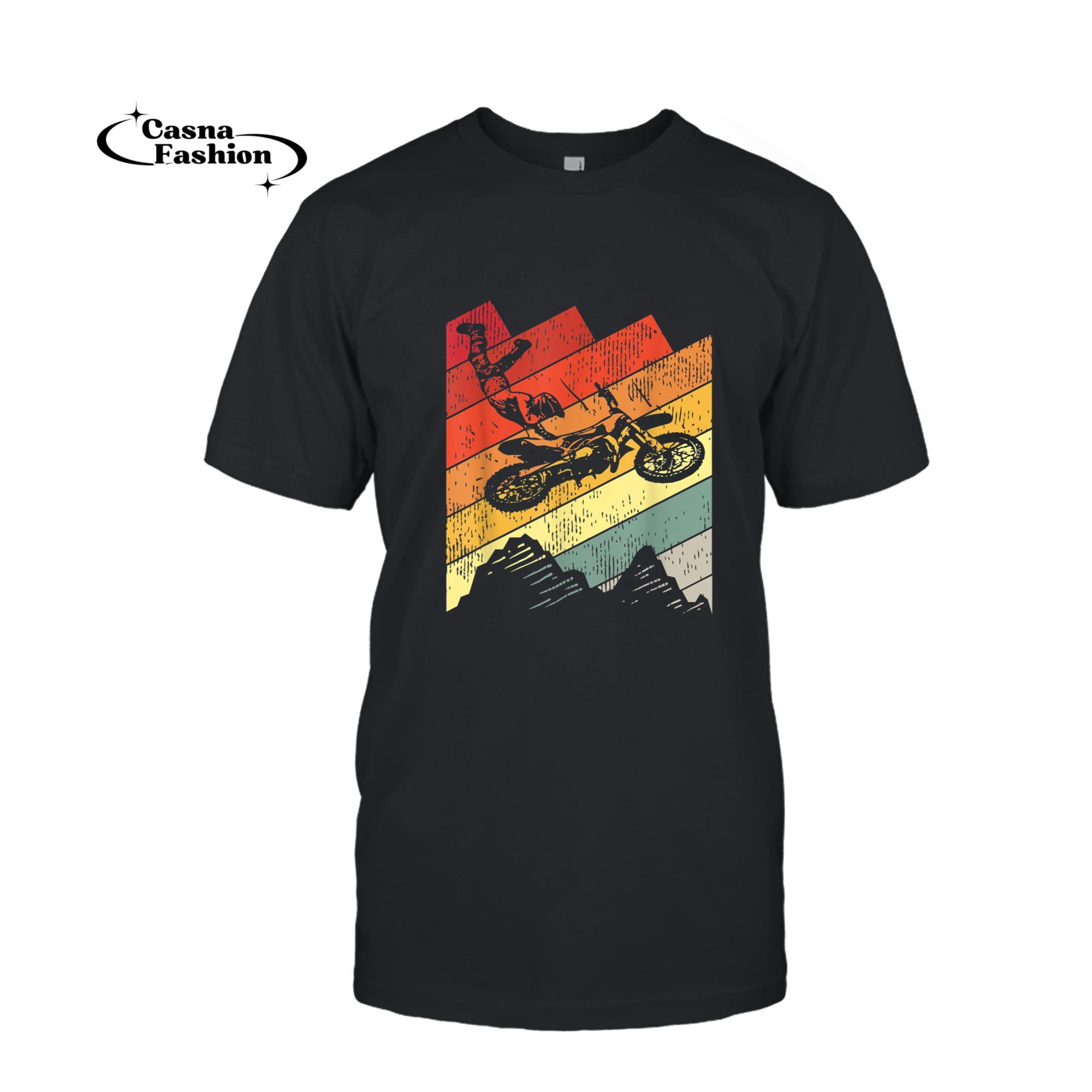 casnafashion_T-shirt_Motocross Biker Vintage Gift Racing Retro Dirt Bike T-Shirt_T-shirt_Black