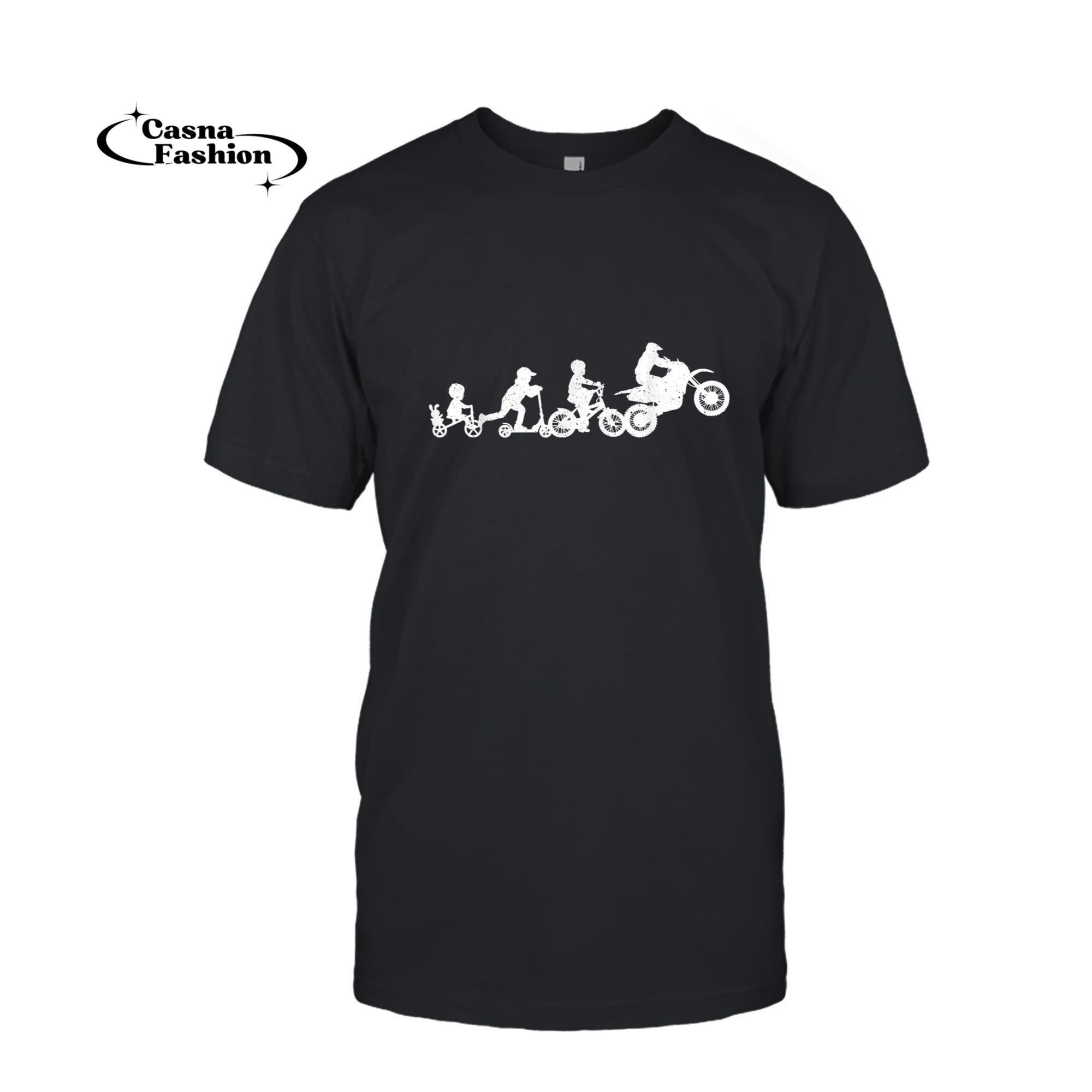 casnafashion_T-shirt_Motocross Evolution Funny Dirt Bike MX Motorcycle Biker T-Shirt_T-shirt_Black