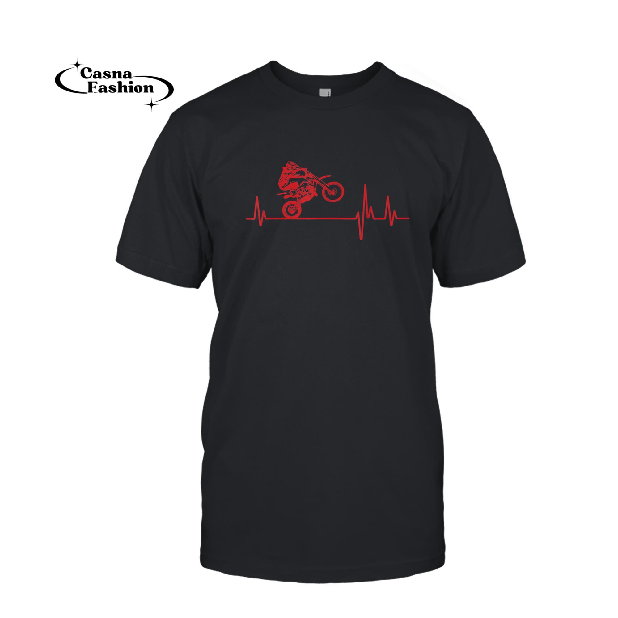 casnafashion_T-shirt_Motocross Heartbeat - Dirt Bike MX Biker Rider T-Shirt_T-shirt_Black