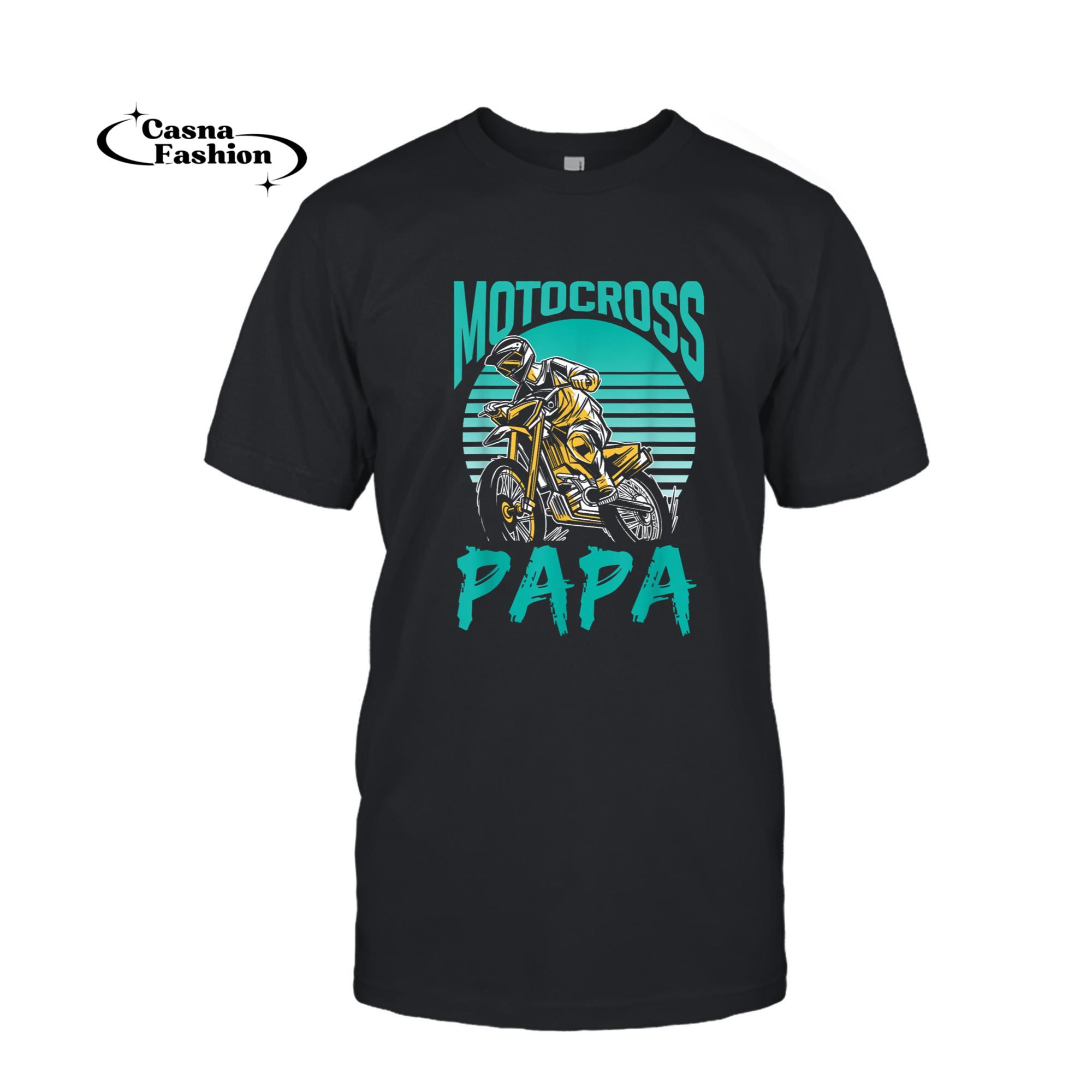 casnafashion_T-shirt_Motocross Papa Riding Biker Rider Dirt Bike Dad Father Daddy T-Shirt_T-shirt_Black