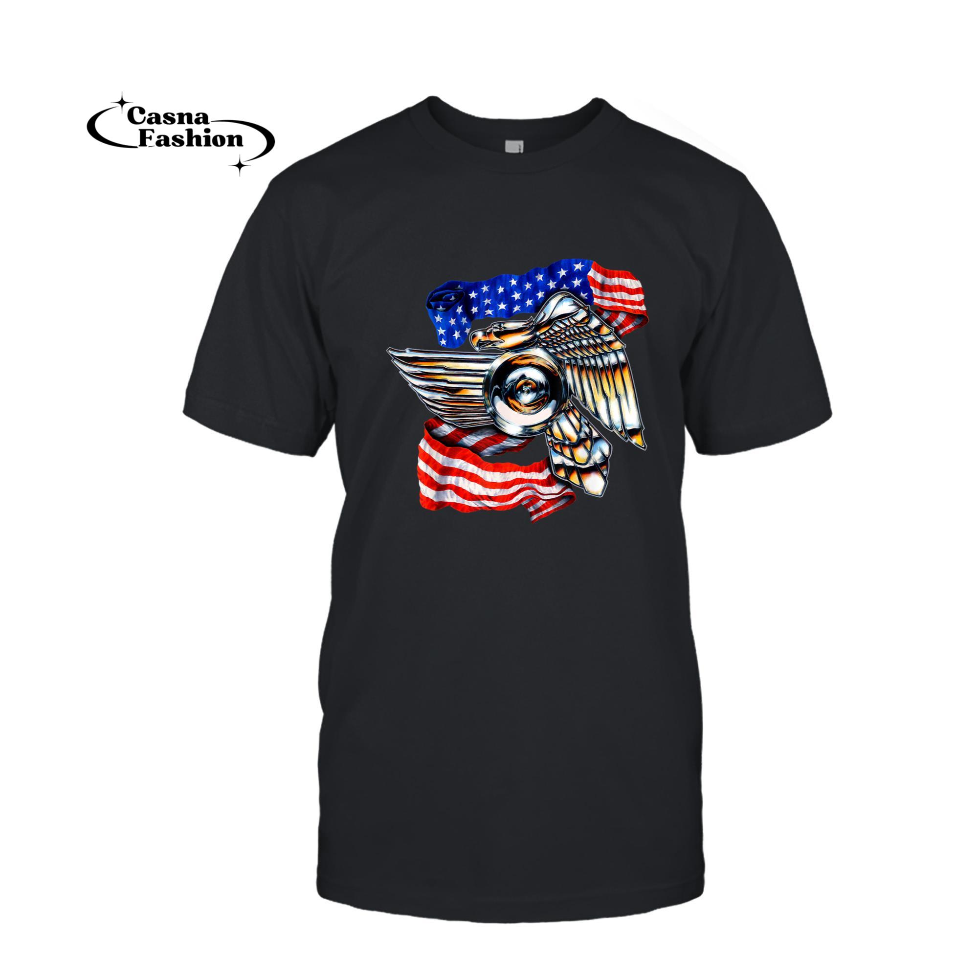 casnafashion_T-shirt_Motorcycle Biker Eagle Emblem american flag tee 4th of July T-Shirt_T-shirt_Black