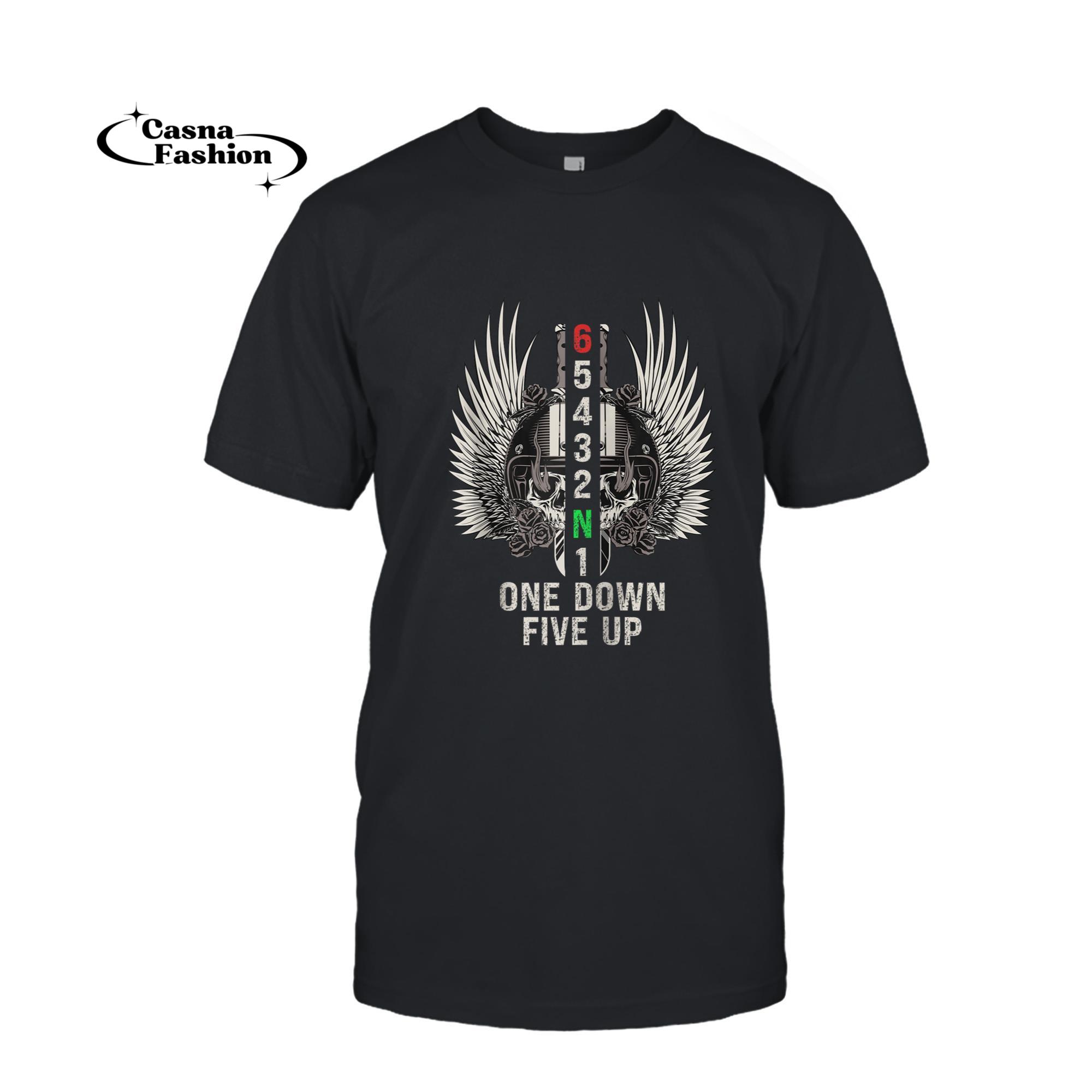 casnafashion_T-shirt_Motorcycle Gear Shift One Down Five Up Biker Skull Zip Hoodie_T-shirt_Black