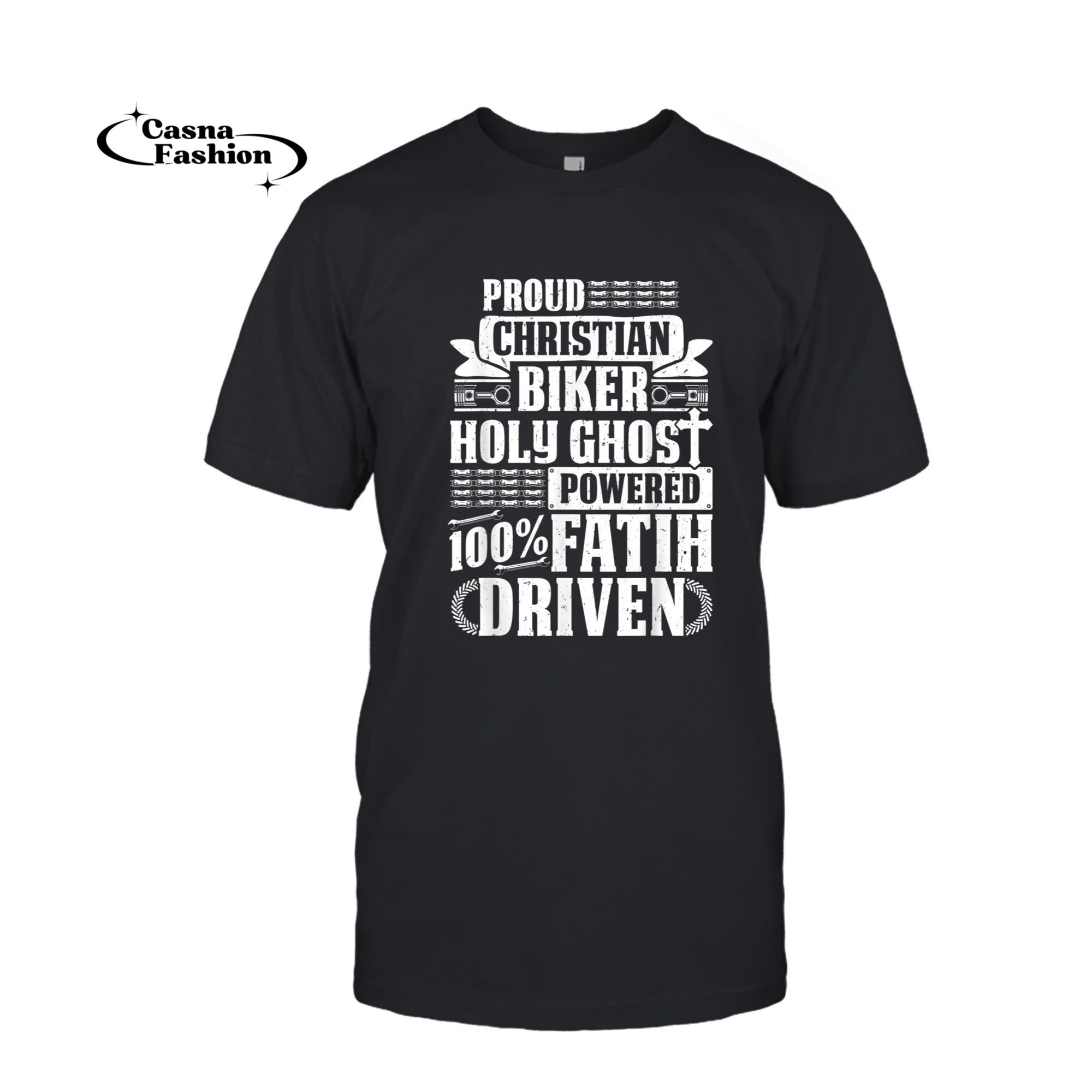 casnafashion_T-shirt_Motorcycle Proud Christian Biker Faith Driven T-Shirt_T-shirt_Black