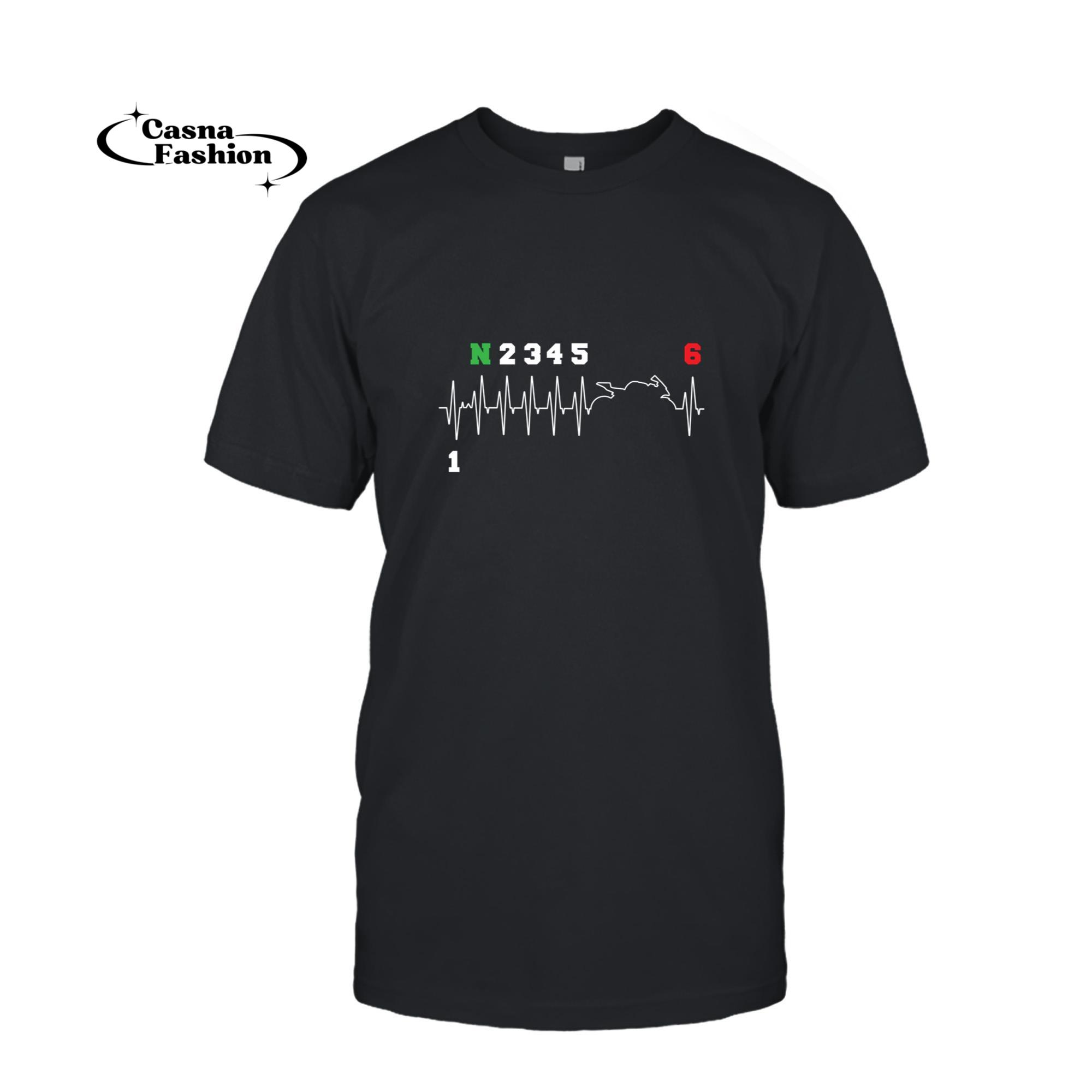 casnafashion_T-shirt_Motorcyclist Heartbeat ECG Motorcycle Bike Gearshift Biker Pullover Hoodie_T-shirt_Black