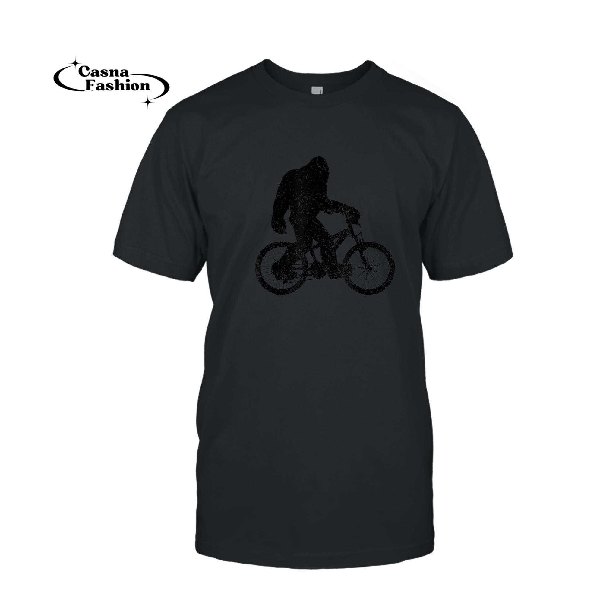 casnafashion_T-shirt_Mountain Bike Bigfoot MTB Biking Cycling Funny Biker Gift T-Shirt_T-shirt_Black