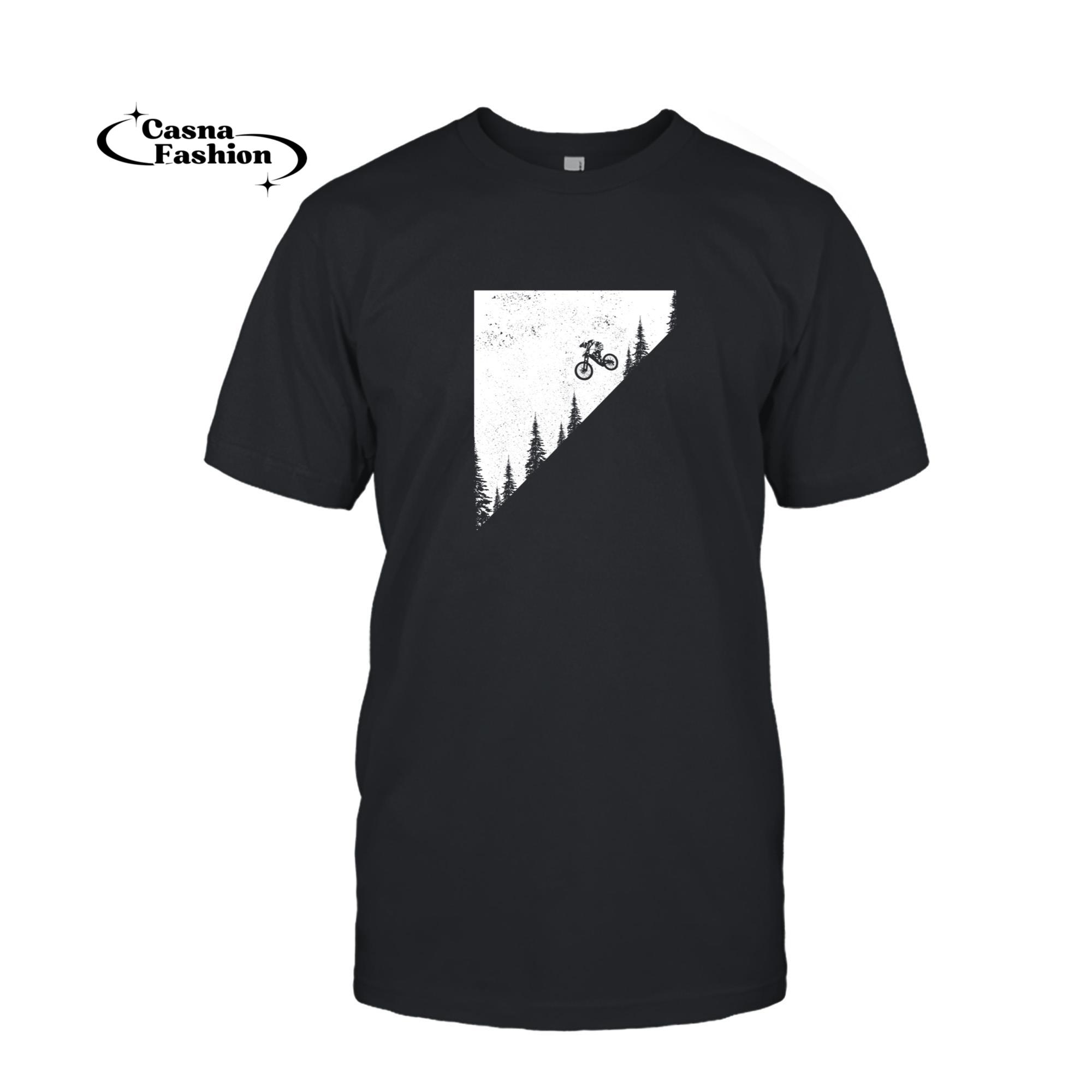 casnafashion_T-shirt_Mountain Bike Downhill MTB Vintage Mountain Biker Biking Pullover Hoodie_T-shirt_Black