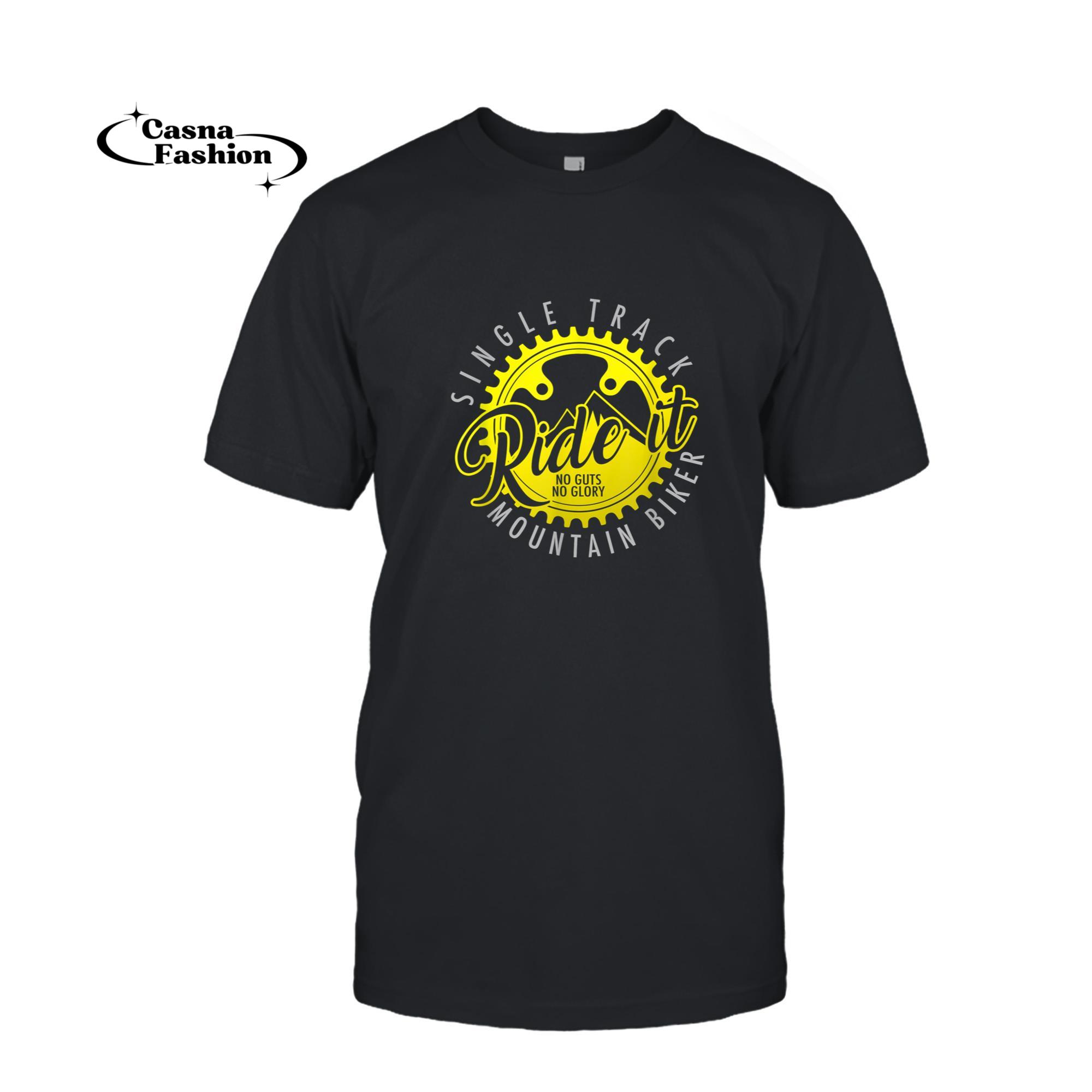 casnafashion_T-shirt_Mountain Bike Tee Shirt Single Track MTB Biker Gift T-Shirt_T-shirt_Black