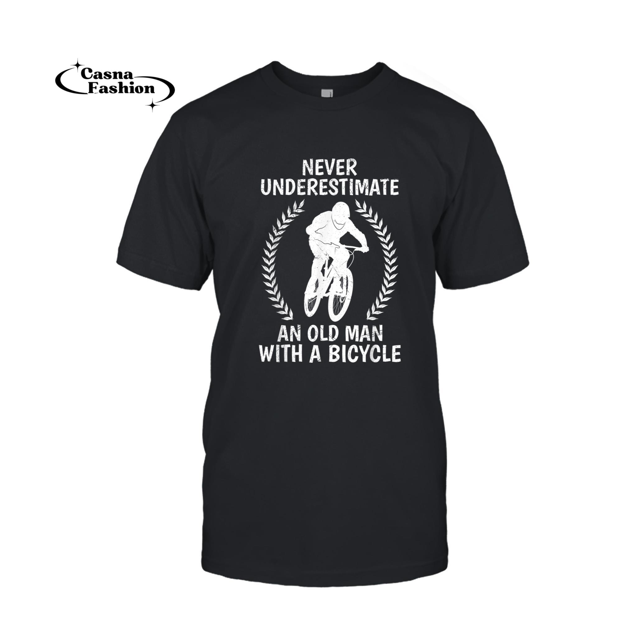 casnafashion_T-shirt_Old man on mountain bike bicycle Dad Pensioner biker T-Shirt_T-shirt_Black