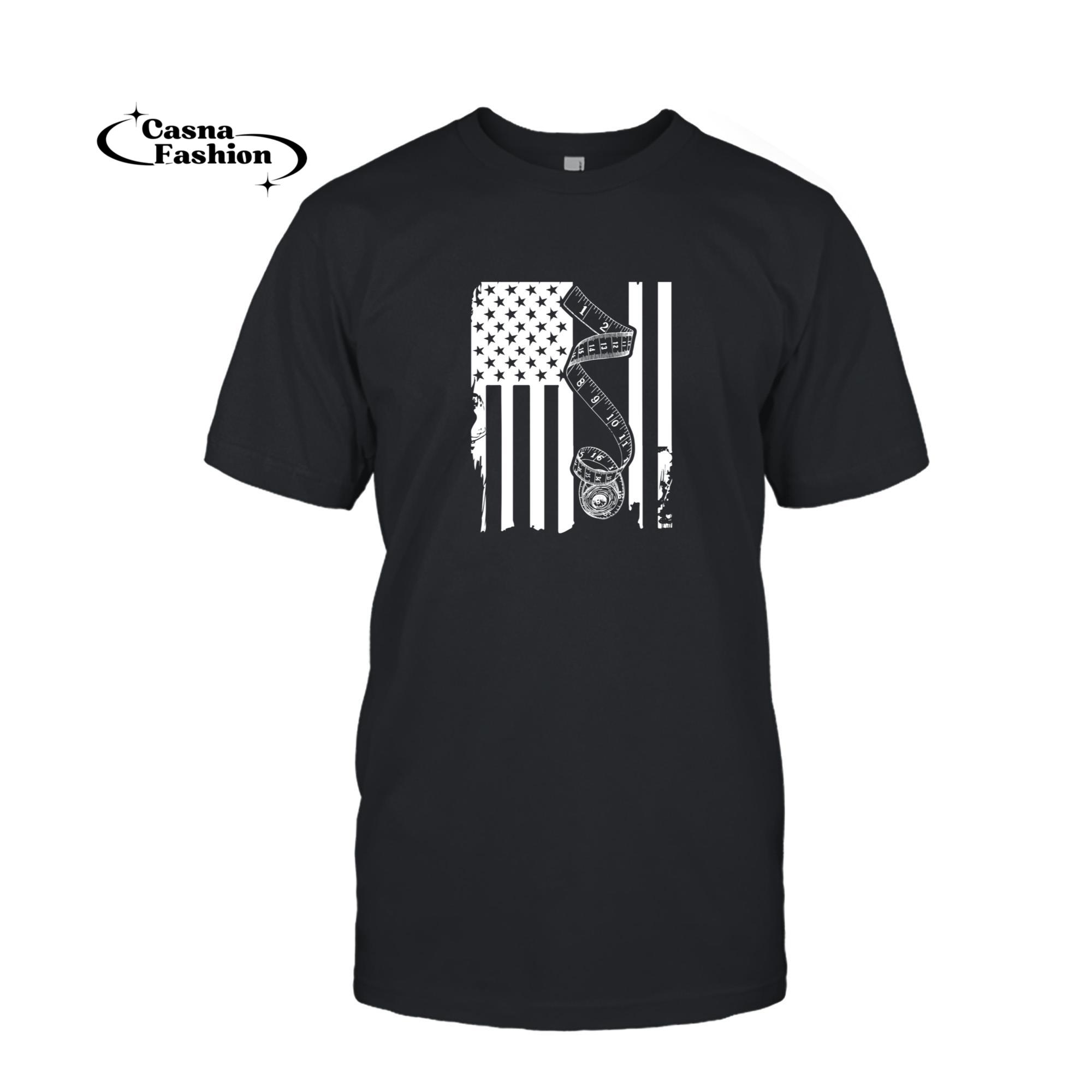 casnafashion_T-shirt_Patriotic Woodwork and Carpenter Tape Measure American Flag Pullover Hoodie_T-shirt_Black