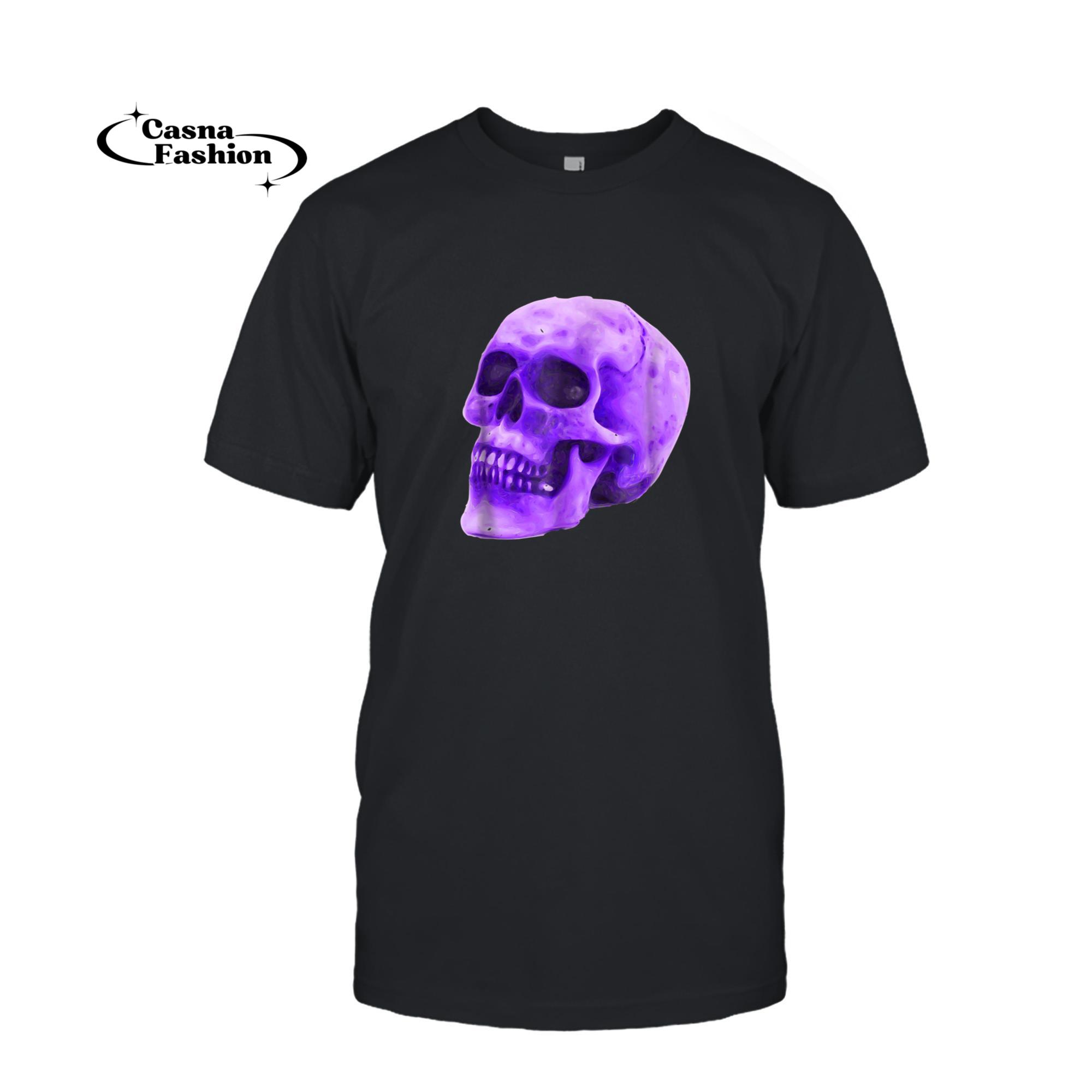 casnafashion_T-shirt_Purple Skull Biker T-shirt_T-shirt_Black