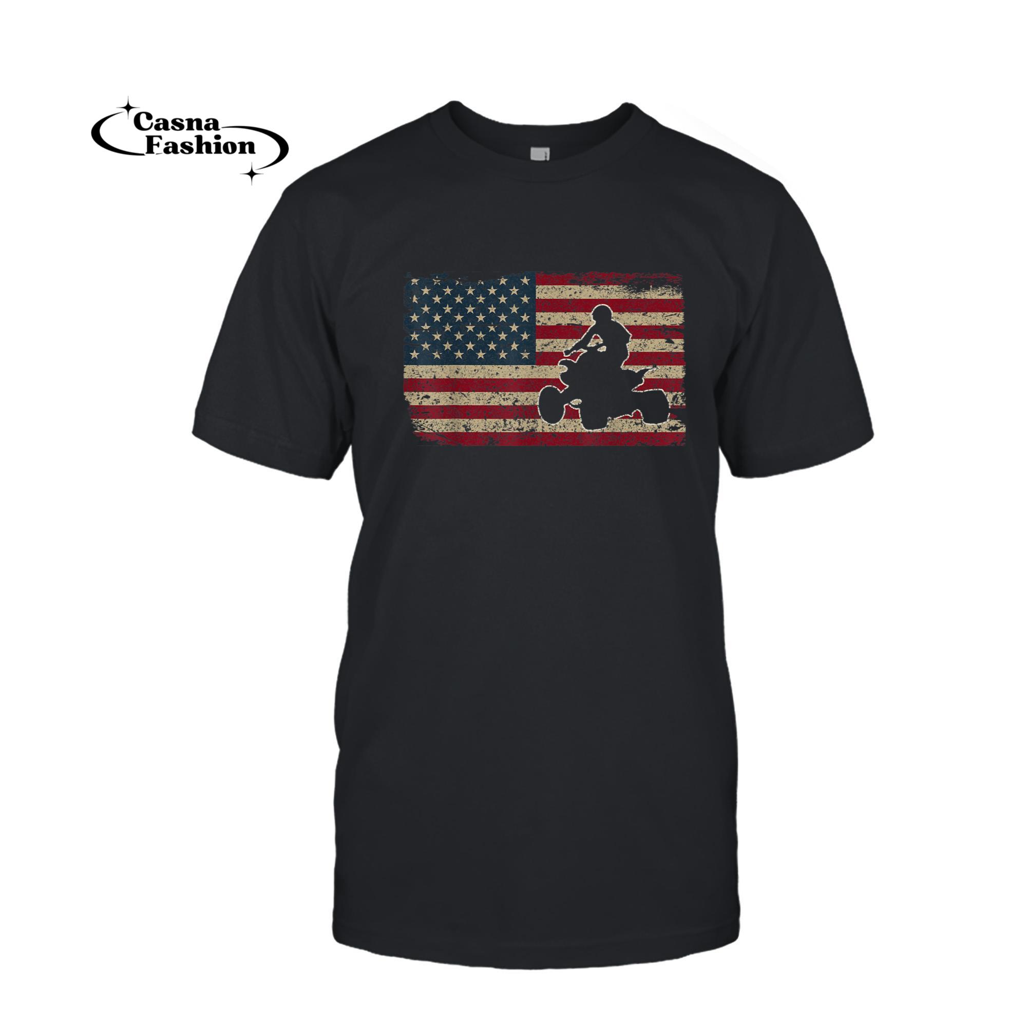 casnafashion_T-shirt_Quad Biker America Flag Gift I ATV Four Wheeler Quad Bike T-Shirt_T-shirt_Black