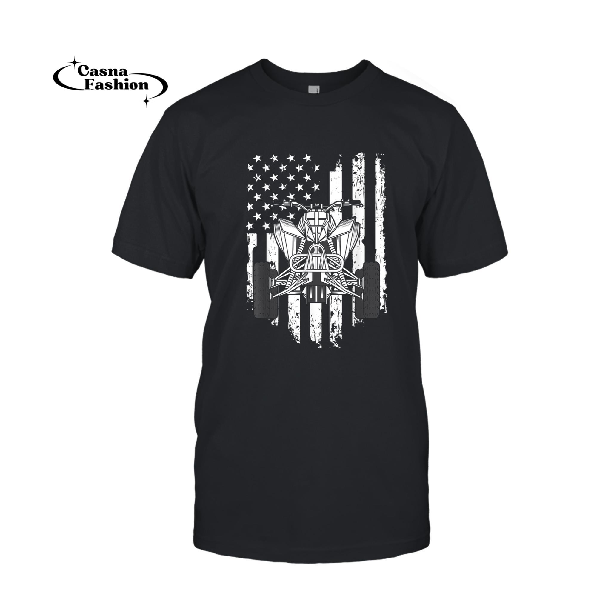 casnafashion_T-shirt_Quad Biker USA America Flag Gift Four Wheeler ATV Quad Bike T-Shirt_T-shirt_Black