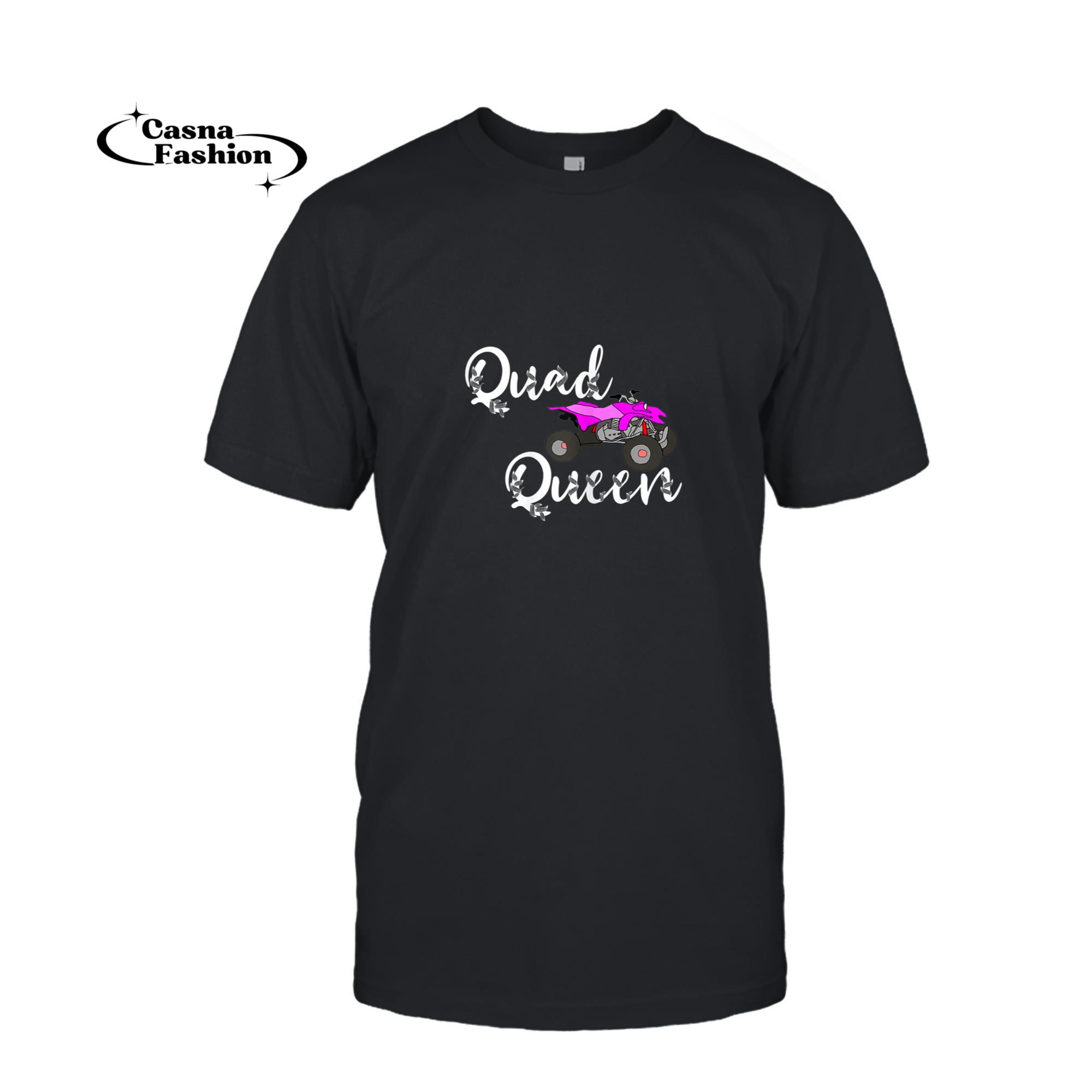 casnafashion_T-shirt_Quad Queen ATV Quad Biker Girl Driving Four Wheeler Bikes T-Shirt_T-shirt_Black