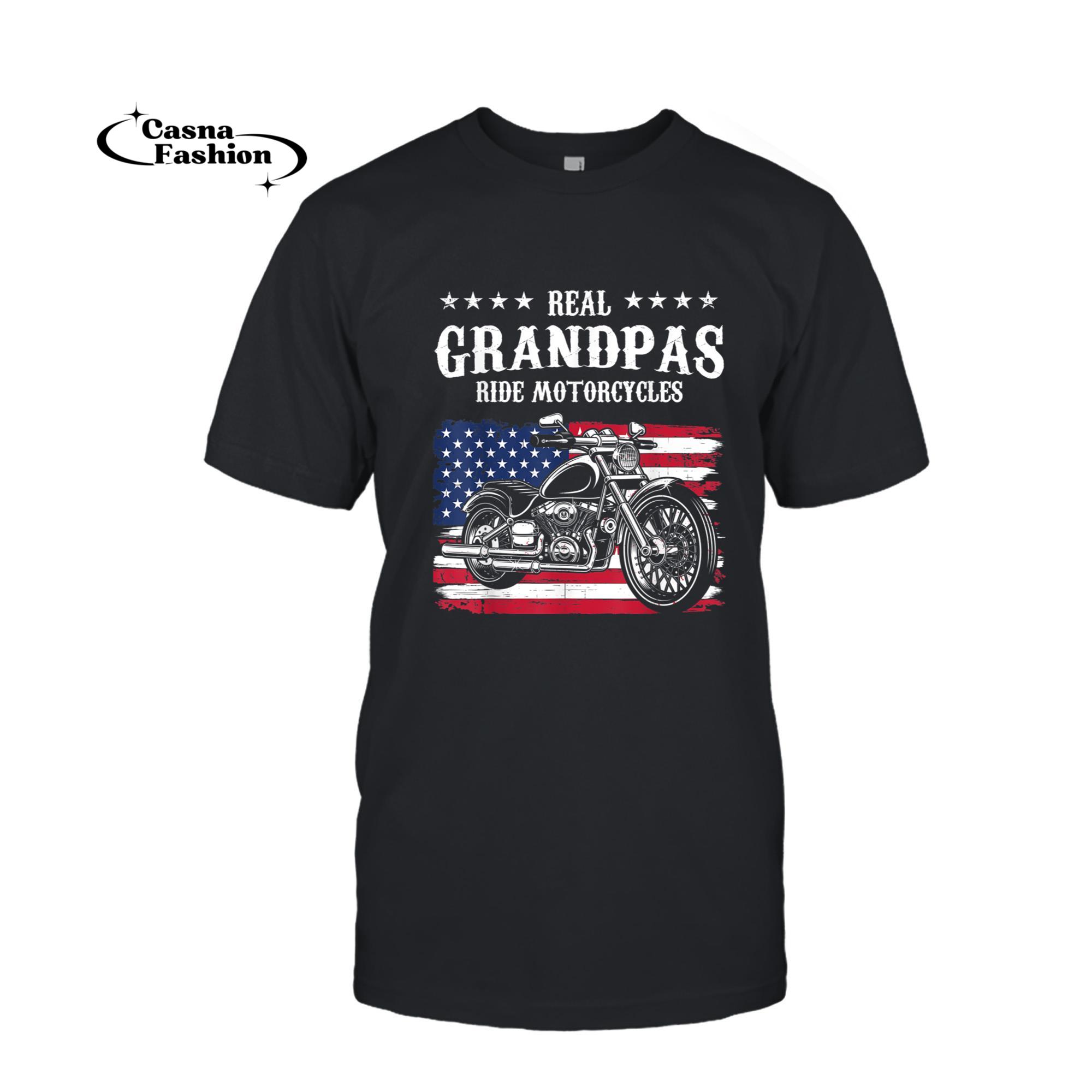 casnafashion_T-shirt_Real grandpas ride motorcycles, motorbike grandfather biker T-Shirt_T-shirt_Black