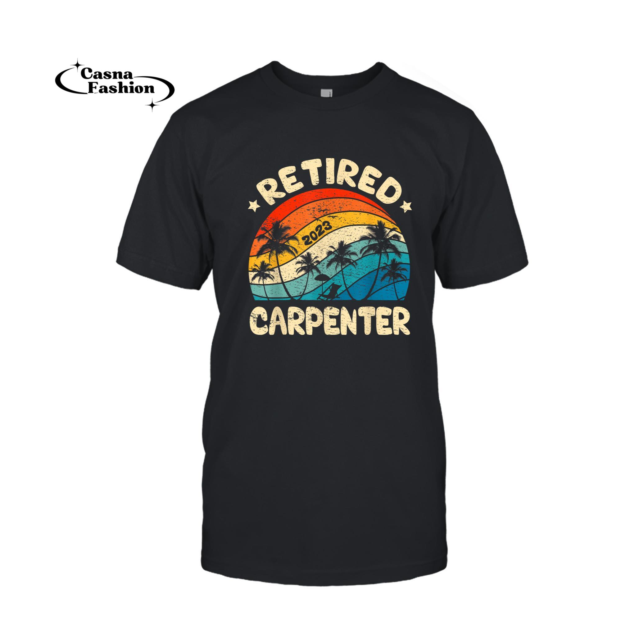 casnafashion_T-shirt_Retro Retired Carpenter Vintage Retirement Worked T-Shirt_T-shirt_Black