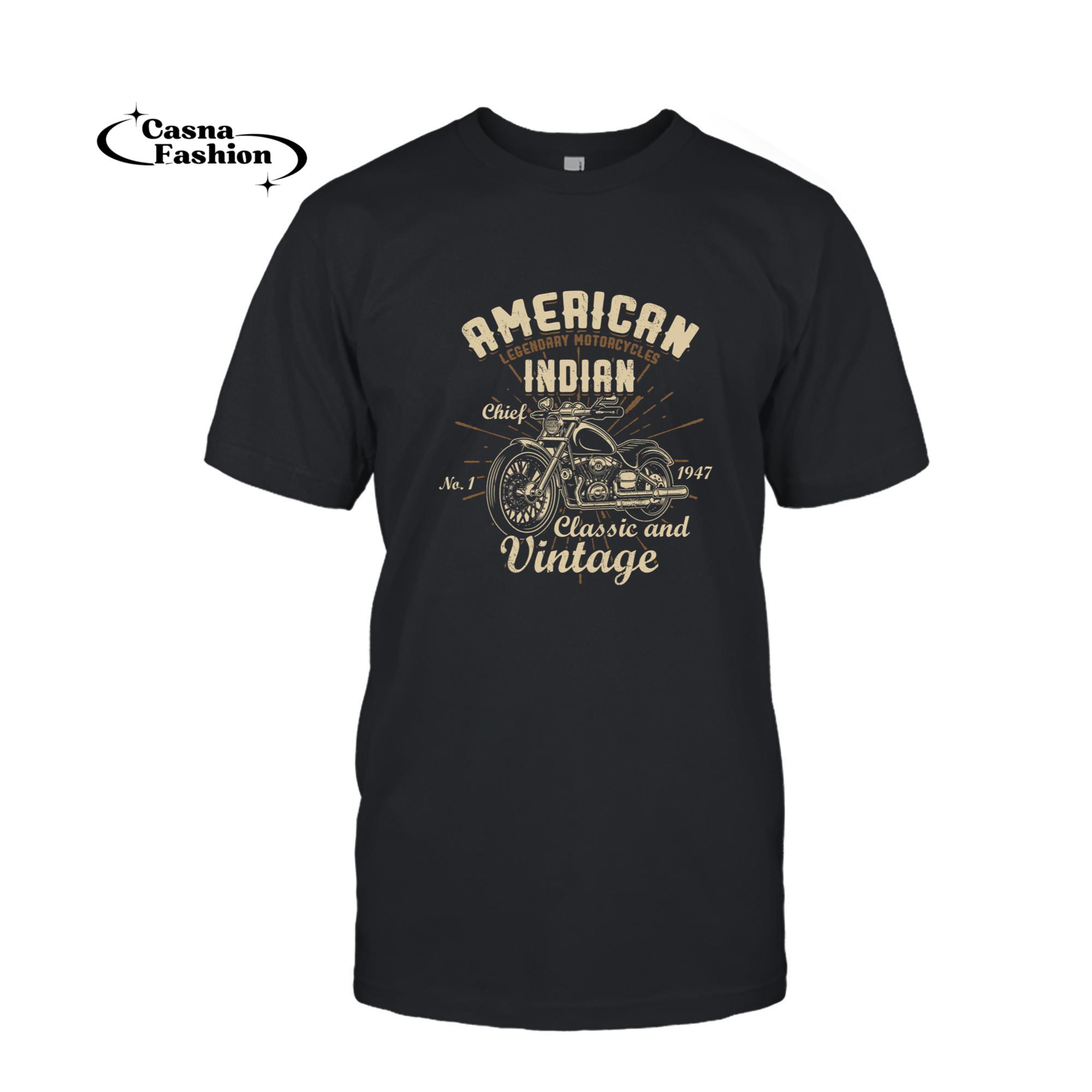 casnafashion_T-shirt_Retro Vintage American Motorcycle Indian for Old Biker Sweatshirt_T-shirt_Black