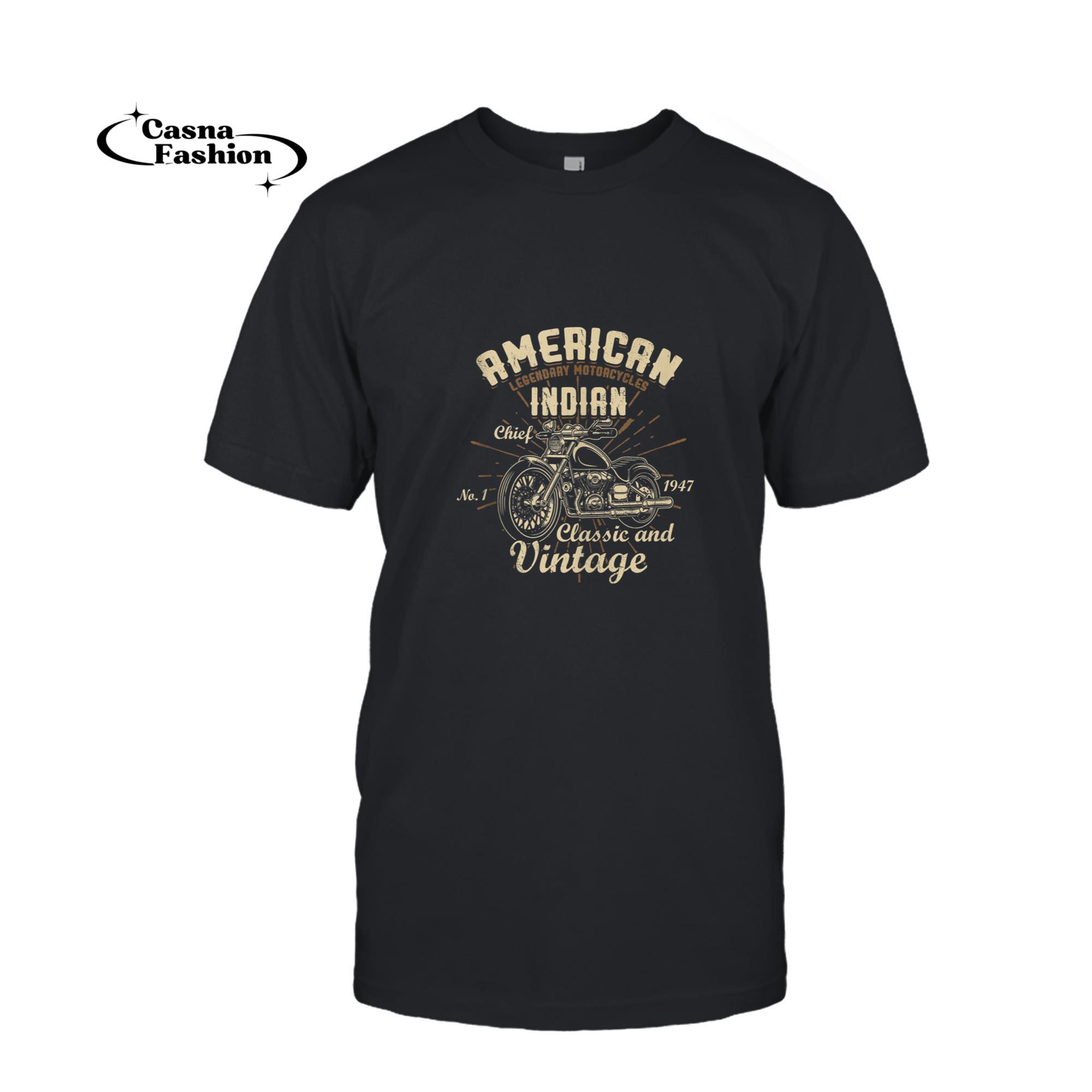 casnafashion_T-shirt_Retro Vintage American Motorcycle Indian for Old Biker Tank Top_T-shirt_Black