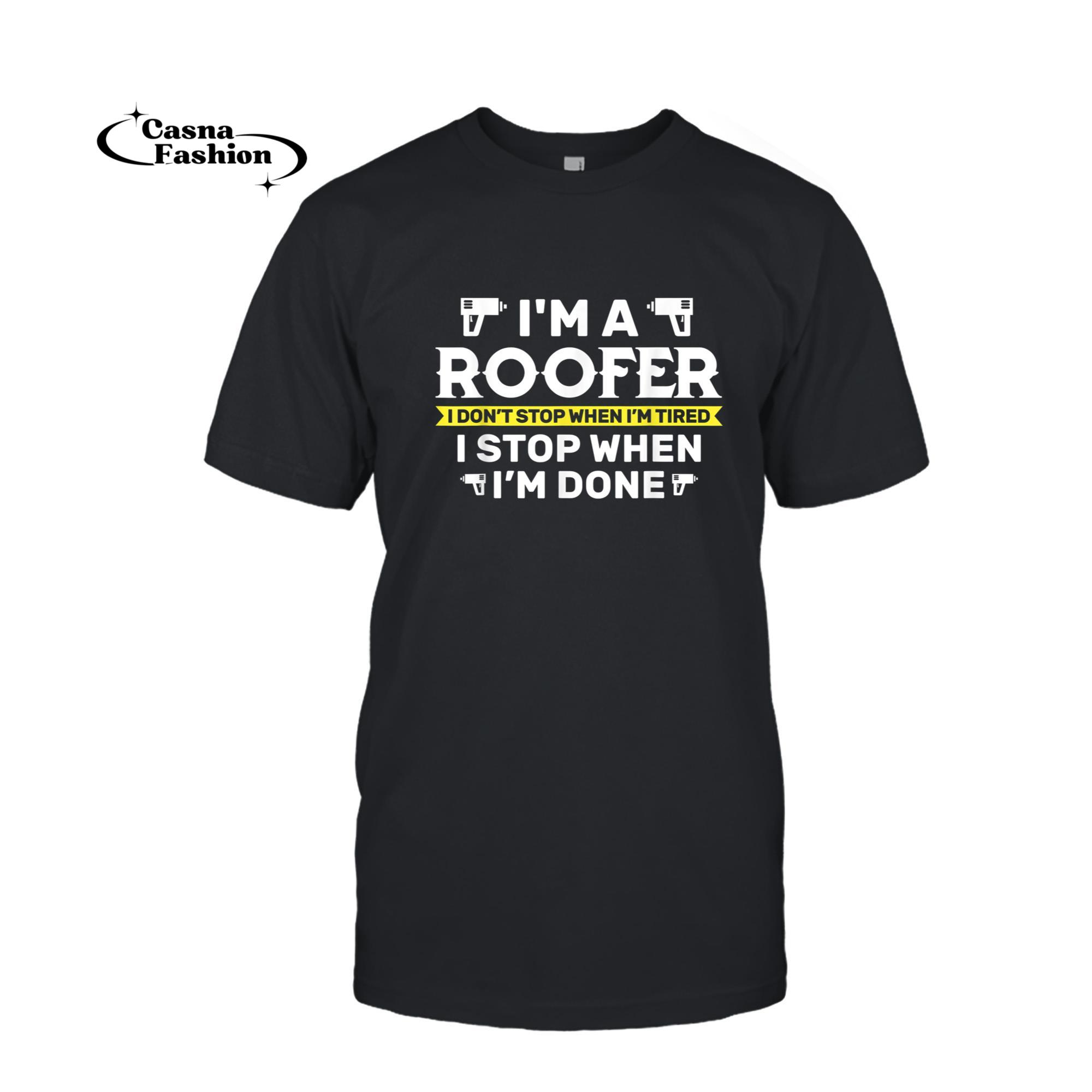 casnafashion_T-shirt_Roofing Contractor Roof Mechanic Carpenter Roofer Saying T-Shirt_T-shirt_Black